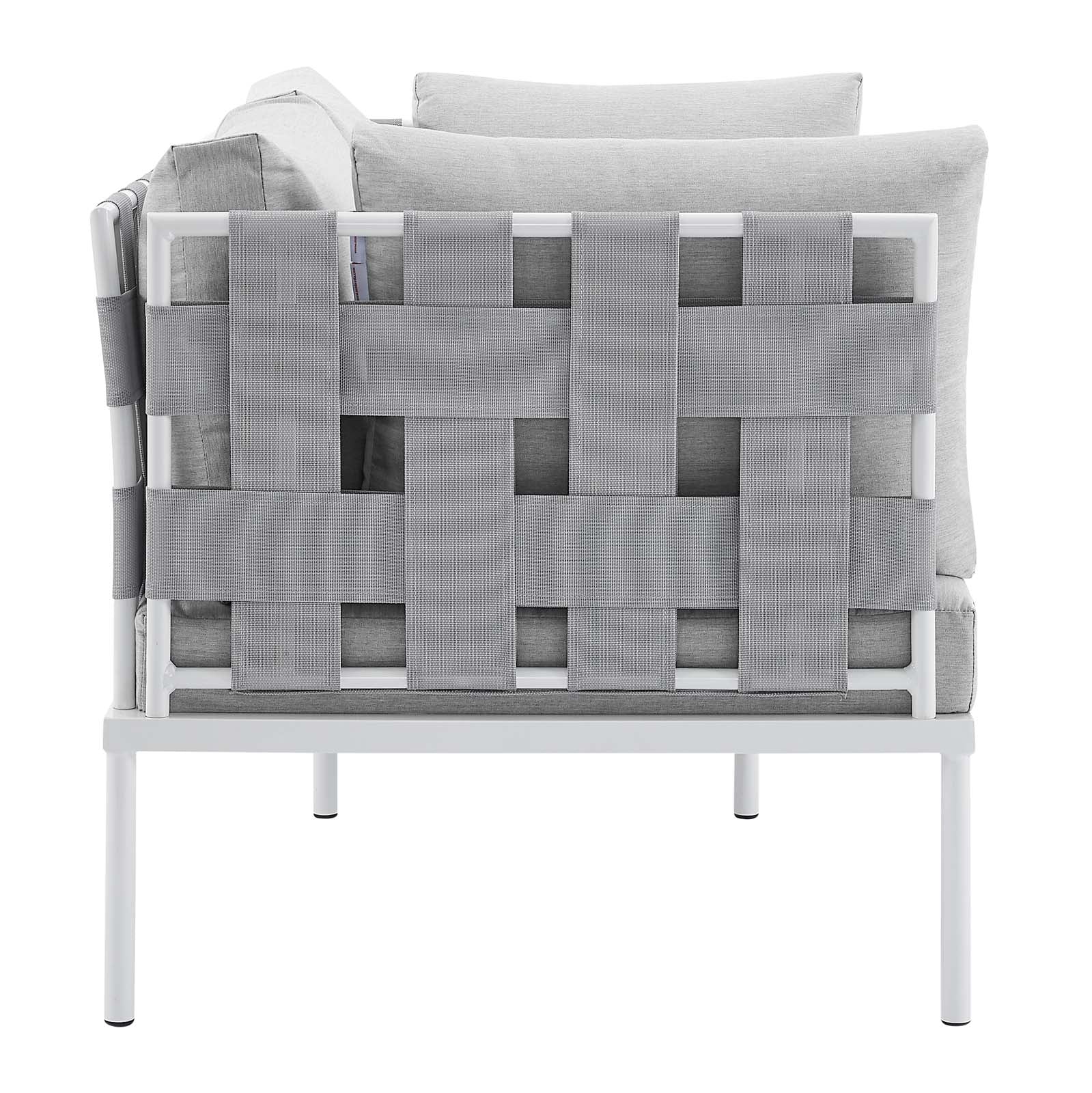Modway Outdoor Conversation Sets - Harmony 4 Piece Sunbrella Outdoor Patio Aluminum Seating Set Gray