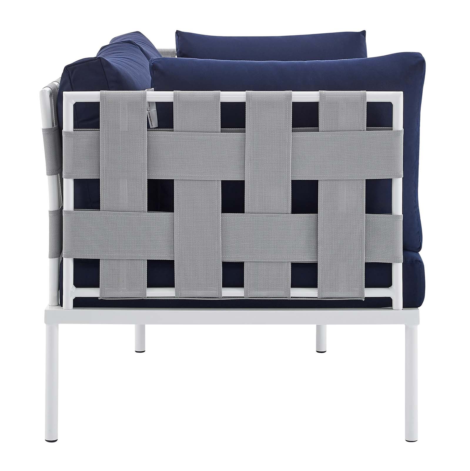 Modway Outdoor Sofas - Harmony-4-Piece--Sunbrella¨-Outdoor-Patio-Aluminum-Seating-Set-Gray-Navy