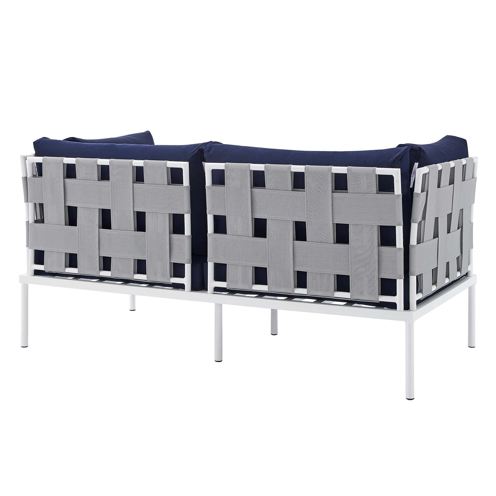 Modway Outdoor Sofas - Harmony-4-Piece--Sunbrella¨-Outdoor-Patio-Aluminum-Seating-Set-Gray-Navy