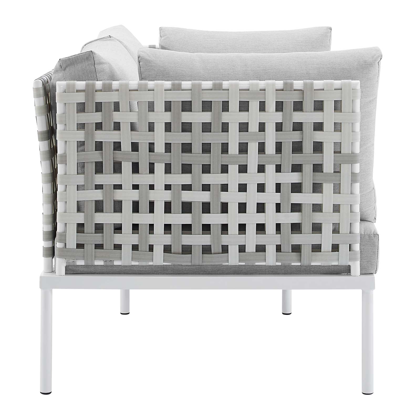Modway Outdoor Conversation Sets - Harmony 5-Piece Sunbrella Basket Weave Outdoor Patio Aluminum Seating Set Taupe Gray