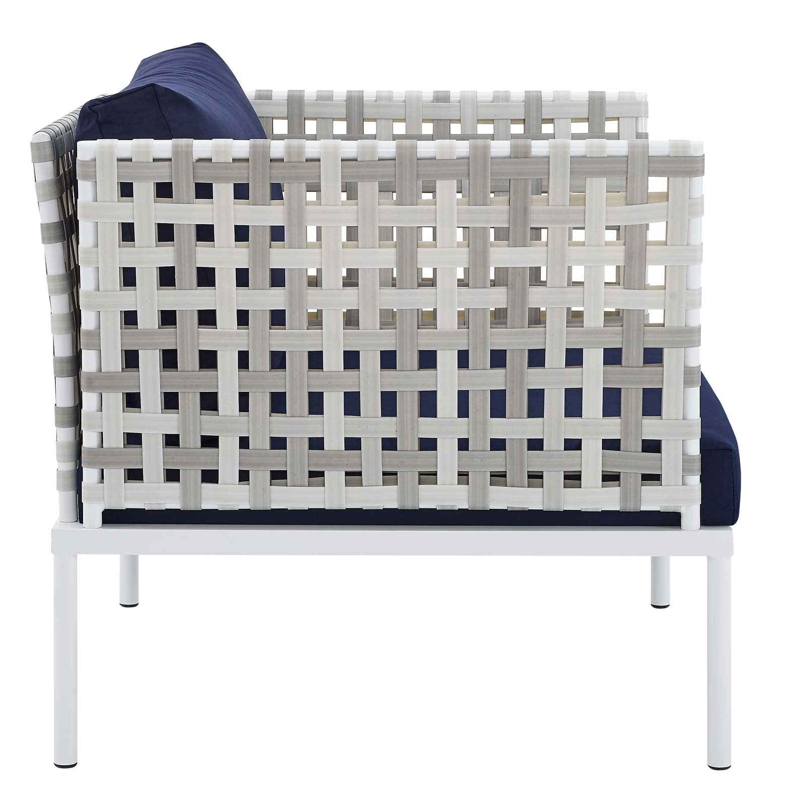 Modway Outdoor Sofas - Harmony-5-Piece--Sunbrella¨-Basket-Weave-Outdoor-Patio-Aluminum-Seating-Set-Taupe-Navy