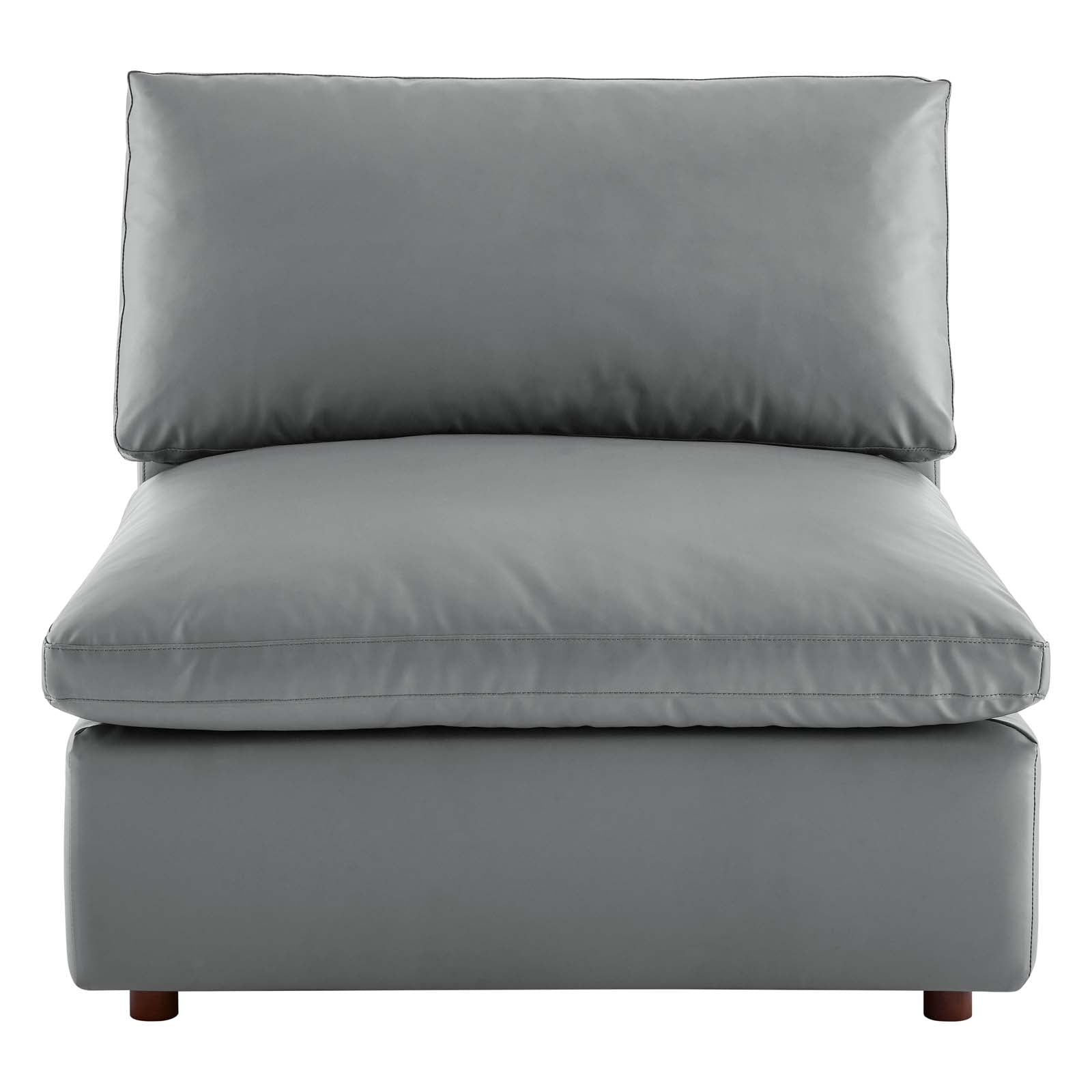Modway Accent Chairs - Commix Down Filled Overstuffed Vegan Leather Armless Chair Gray