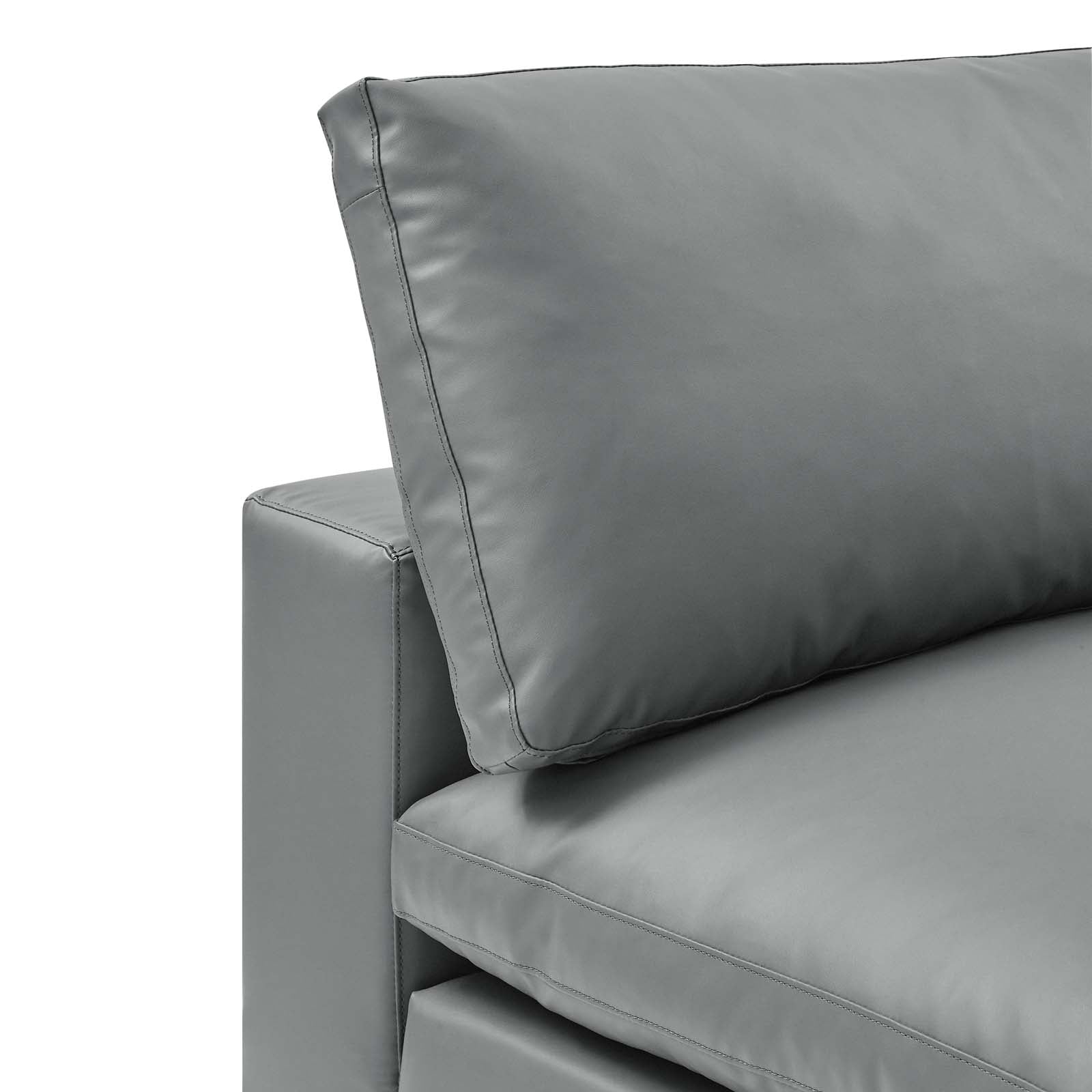 Modway Accent Chairs - Commix Down Filled Overstuffed Vegan Leather Armless Chair Gray