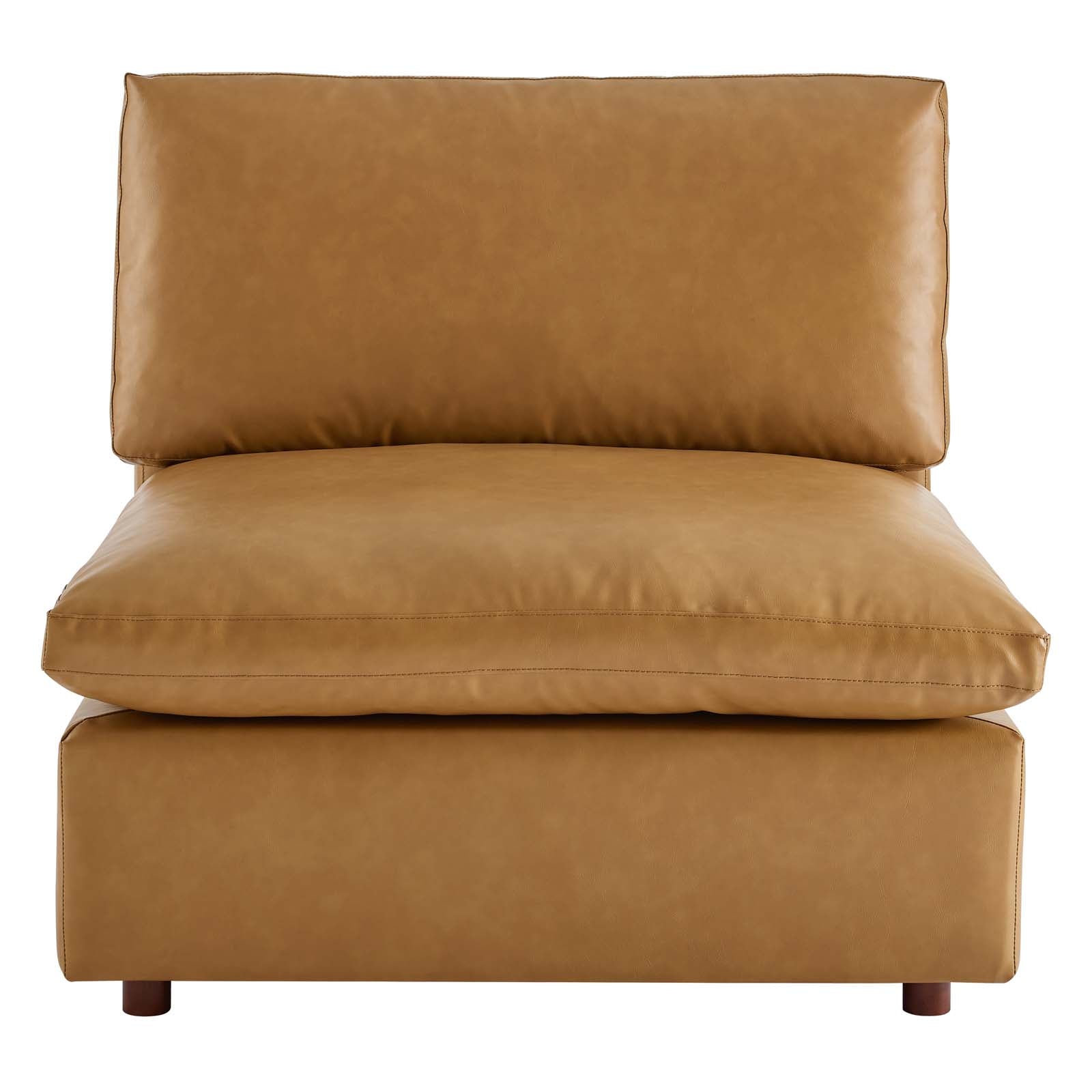 Modway Accent Chairs - Commix Down Filled Overstuffed Vegan Leather Armless Chair Tan