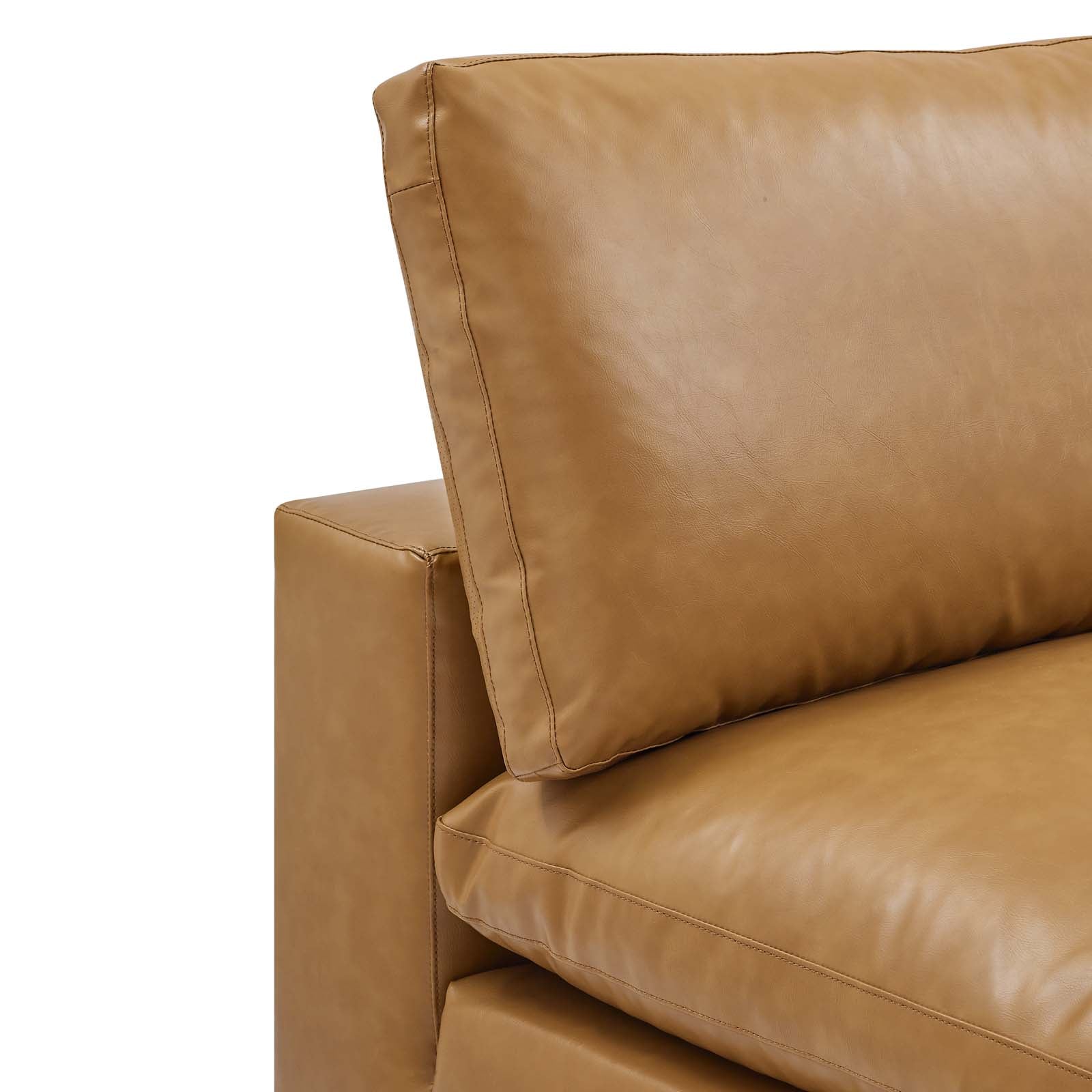 Modway Accent Chairs - Commix Down Filled Overstuffed Vegan Leather Armless Chair Tan