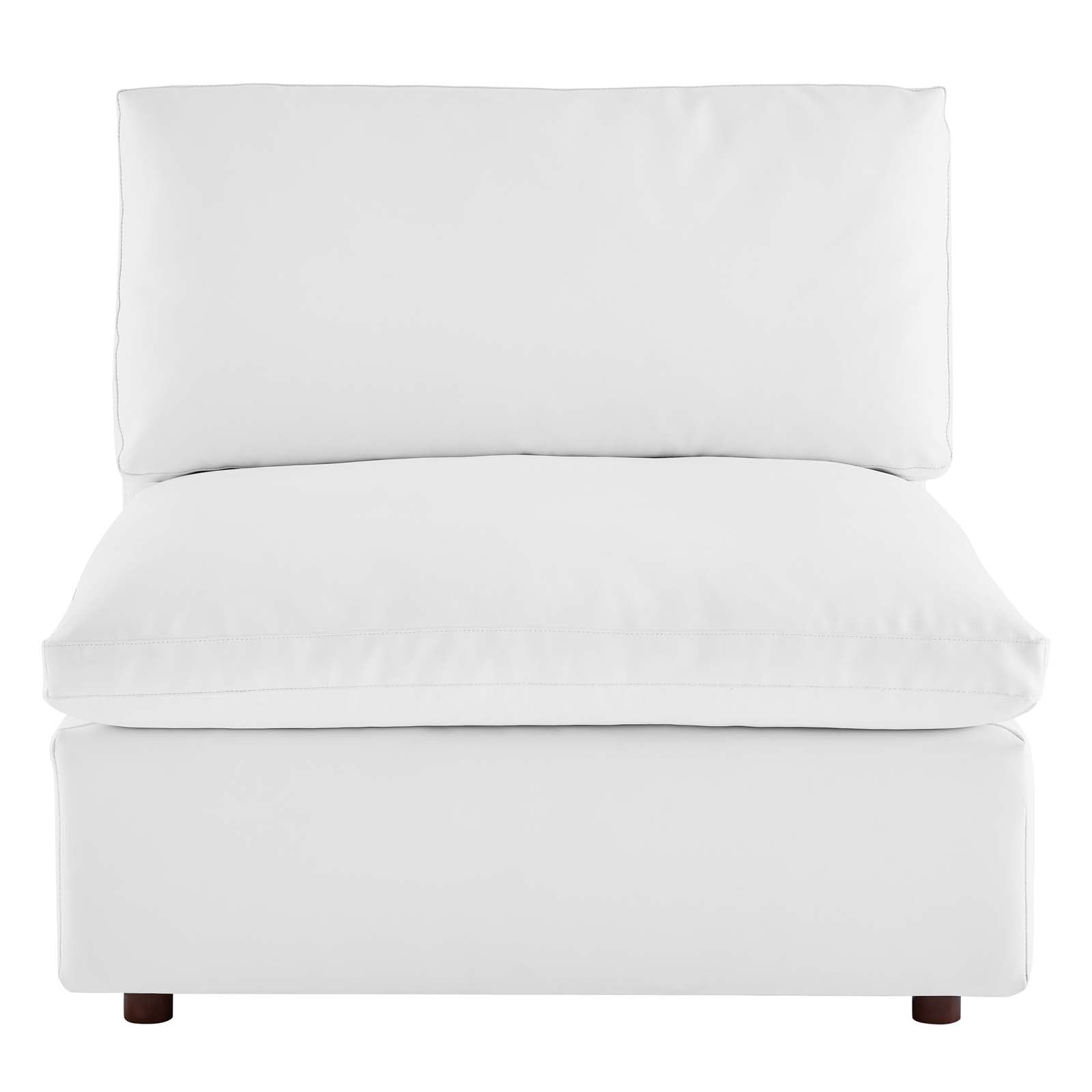 Modway Accent Chairs - Commix Down Filled Overstuffed Vegan Leather Armless Chair White