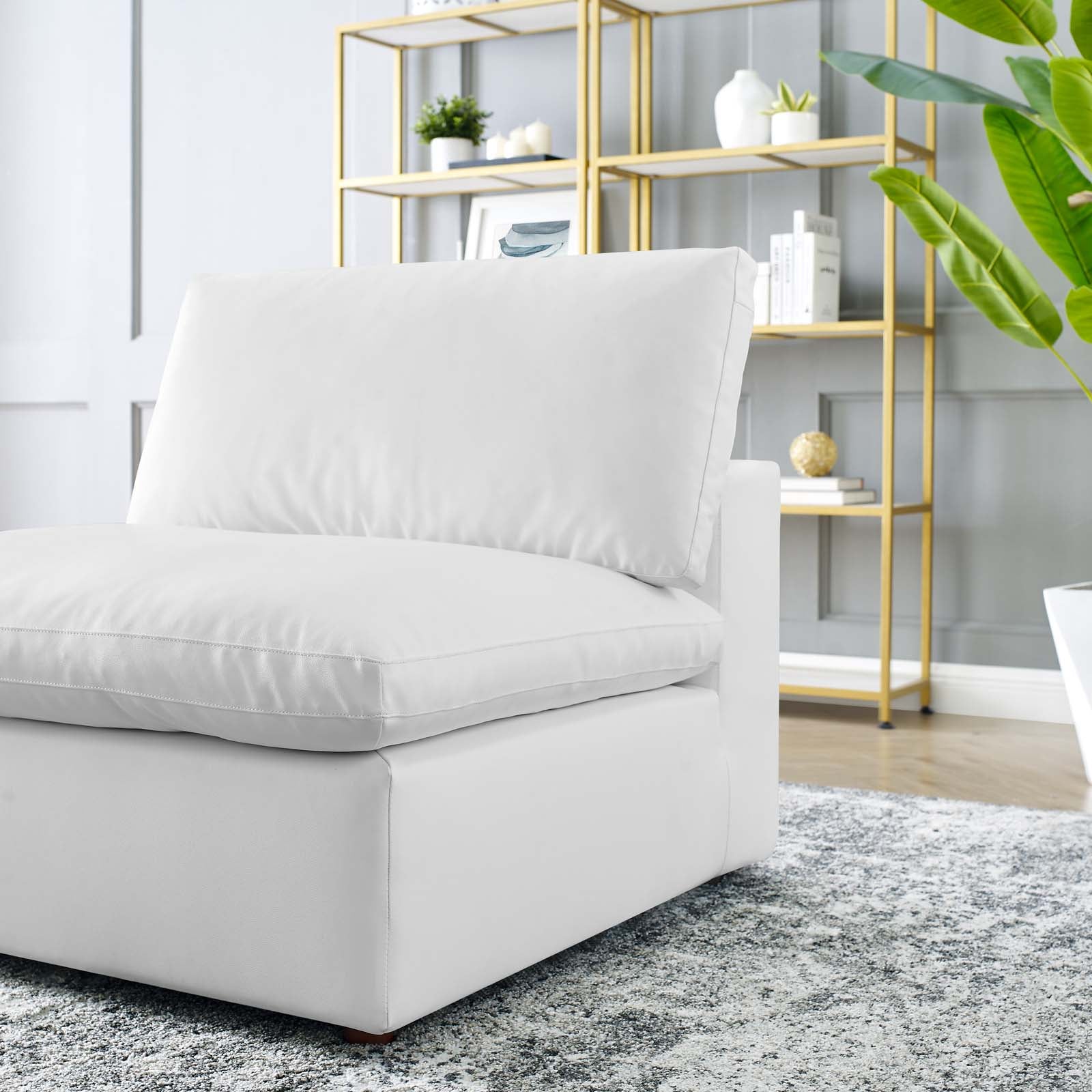 Modway Accent Chairs - Commix Down Filled Overstuffed Vegan Leather Armless Chair White