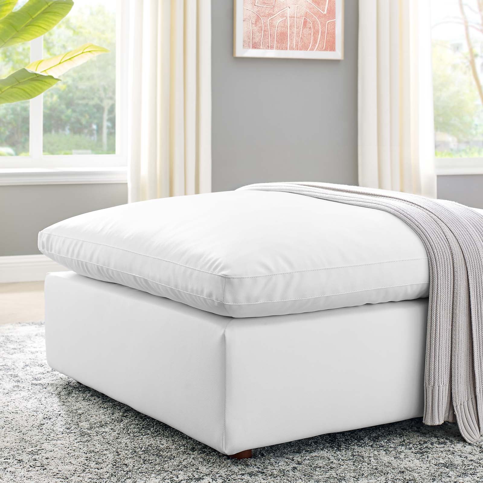 Modway Ottomans & Stools - Commix Down Filled Overstuffed Vegan Leather Ottoman White