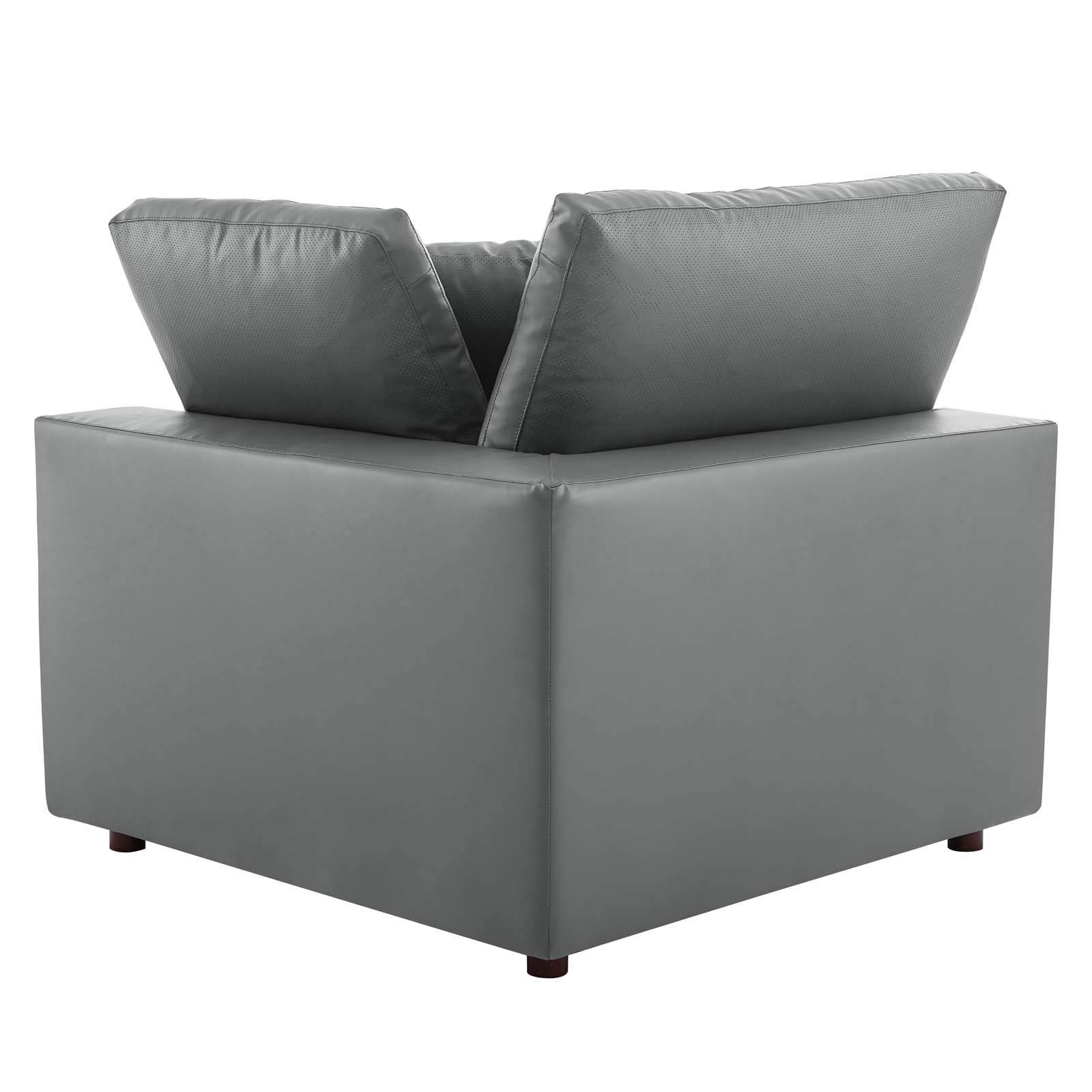Modway Accent Chairs - Commix Down Filled Overstuffed Vegan Leather Corner Chair Gray