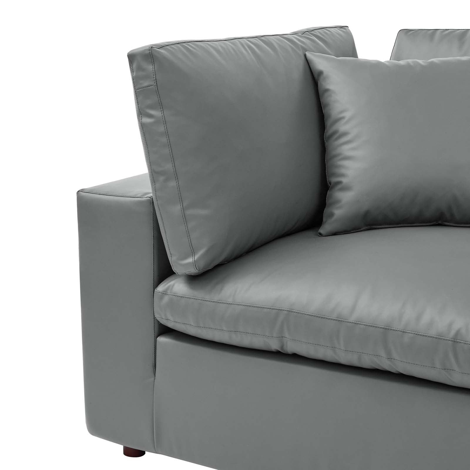 Modway Accent Chairs - Commix Down Filled Overstuffed Vegan Leather Corner Chair Gray