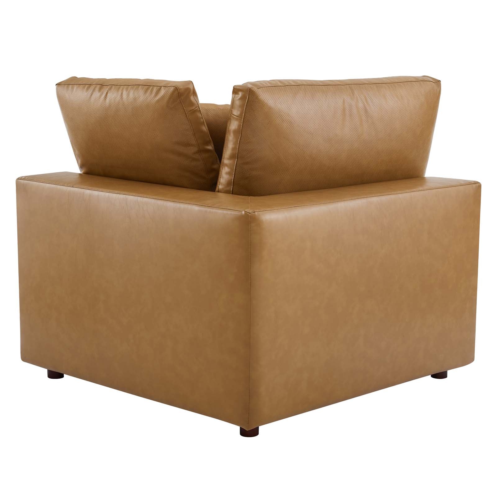 Modway Accent Chairs - Commix Down Filled Overstuffed Vegan Leather Corner Chair Tan