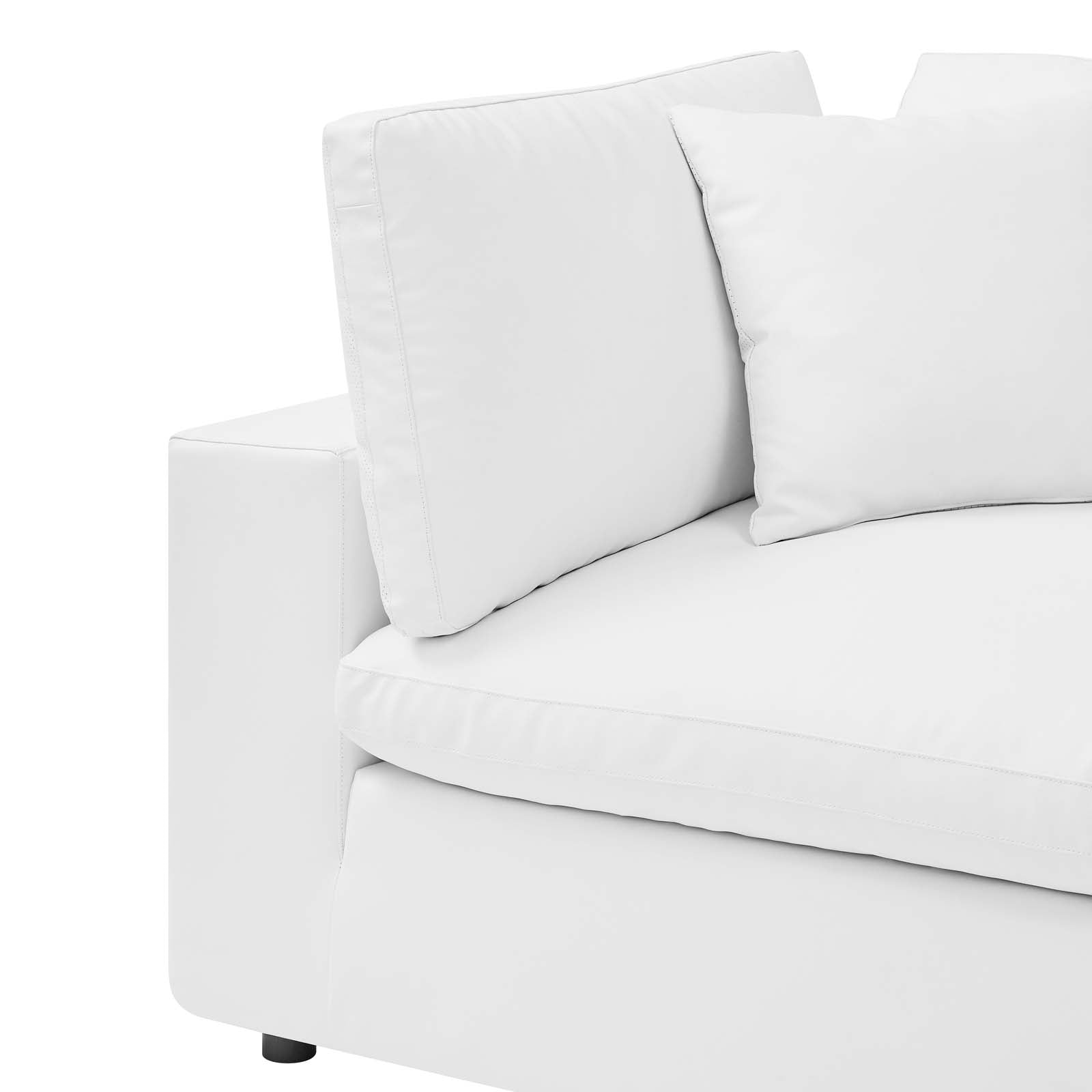 Modway Accent Chairs - Commix Down Filled Overstuffed Vegan Leather Corner Chair White
