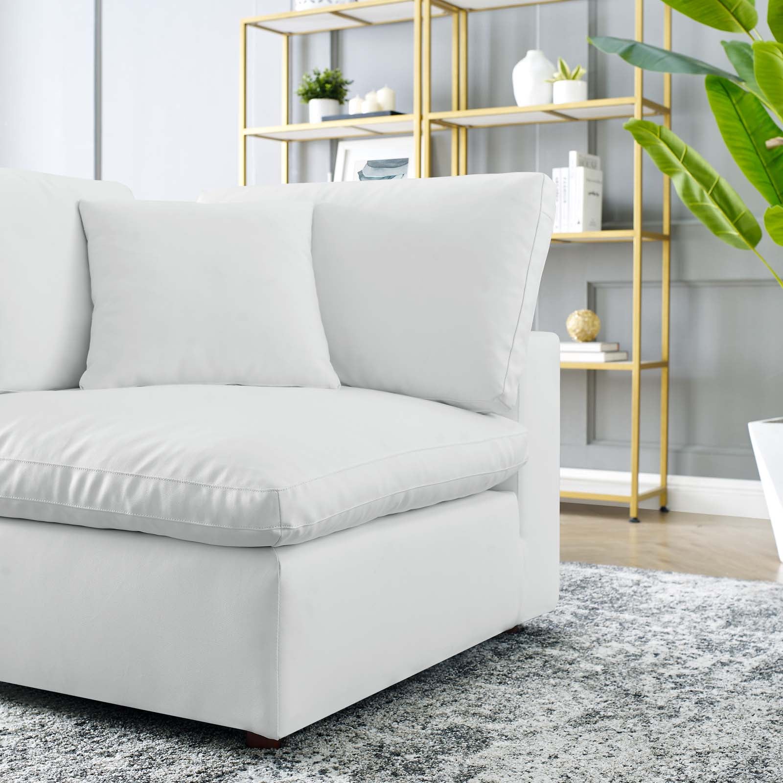 Modway Accent Chairs - Commix Down Filled Overstuffed Vegan Leather Corner Chair White