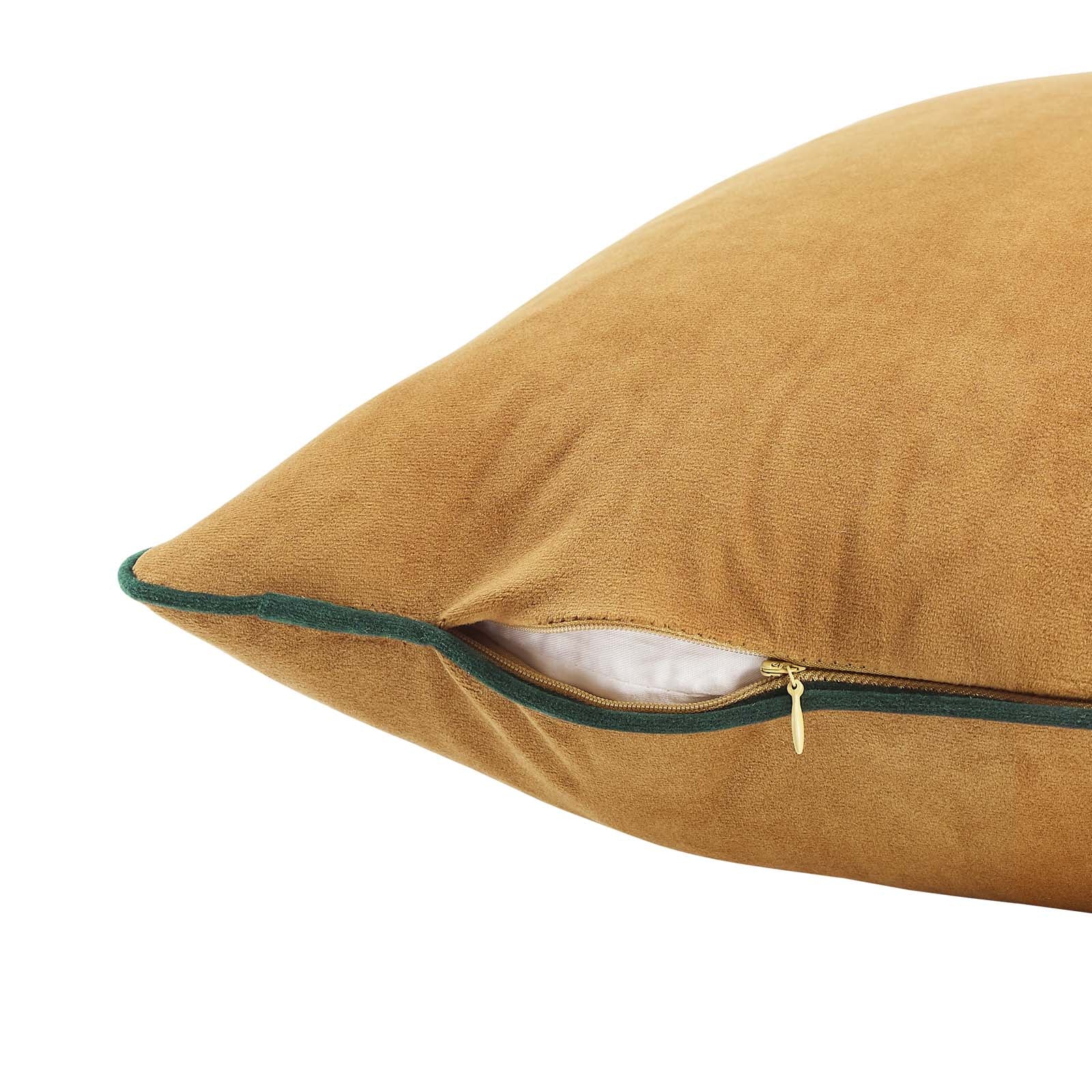 Modway Pillows & Throws - Accentuate 18" Performance Velvet Throw Pillow Cognac Green
