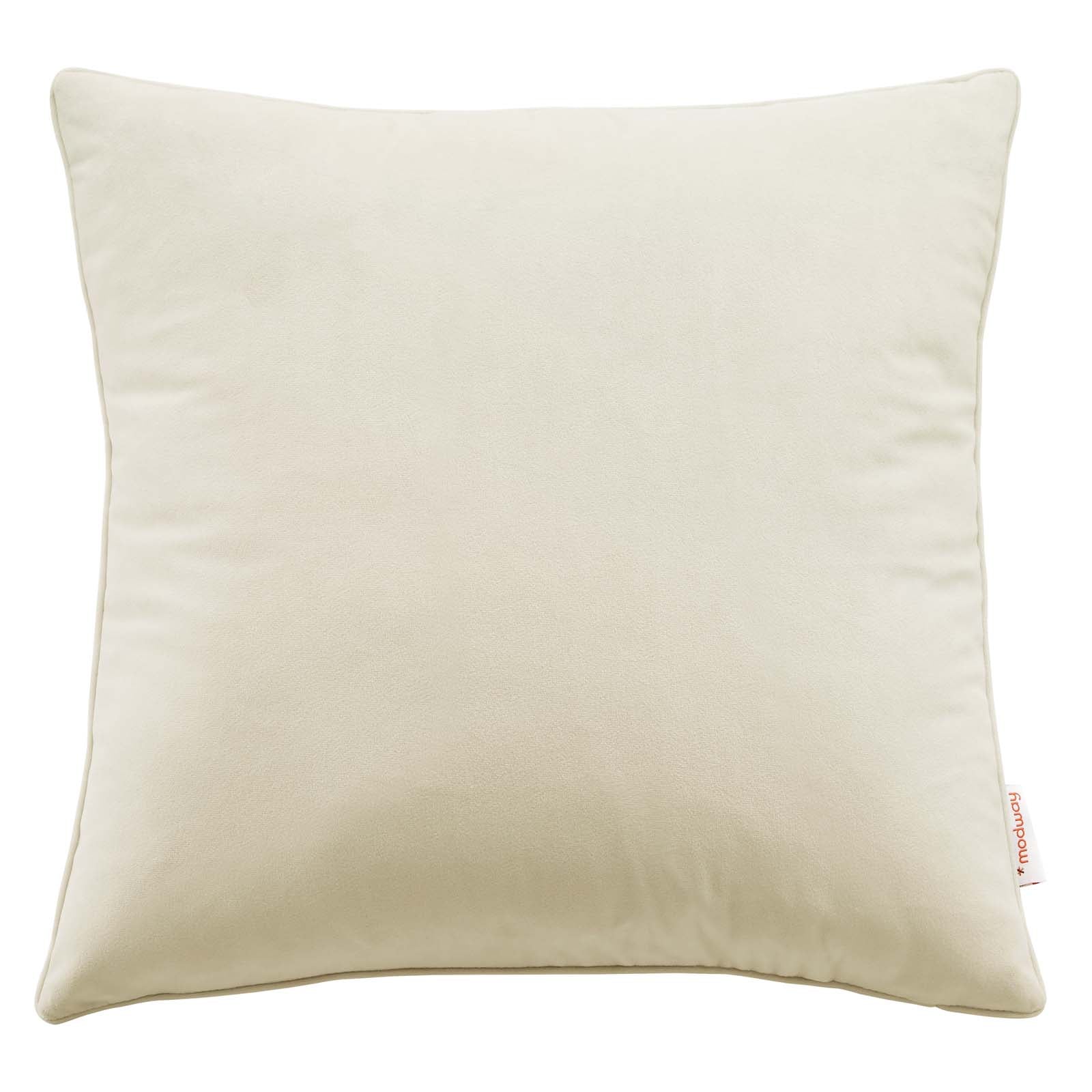 Modway Pillows & Throws - Enhance 20" Performance Velvet Throw Pillow Ivory