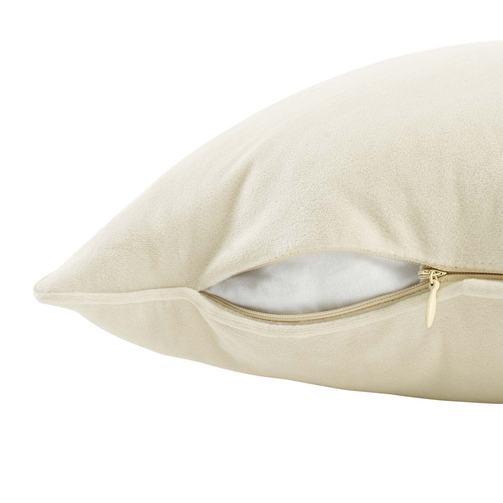 Modway Pillows & Throws - Enhance 20" Performance Velvet Throw Pillow Ivory