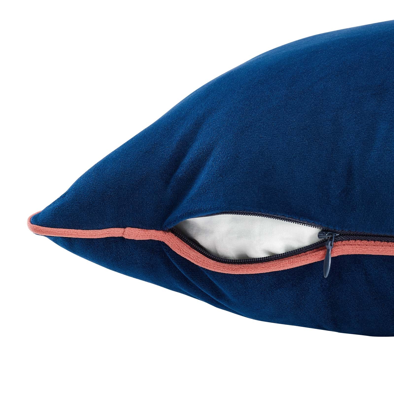 Modway Pillows & Throws - Accentuate 24" Performance Velvet Throw Pillow Navy Blossom