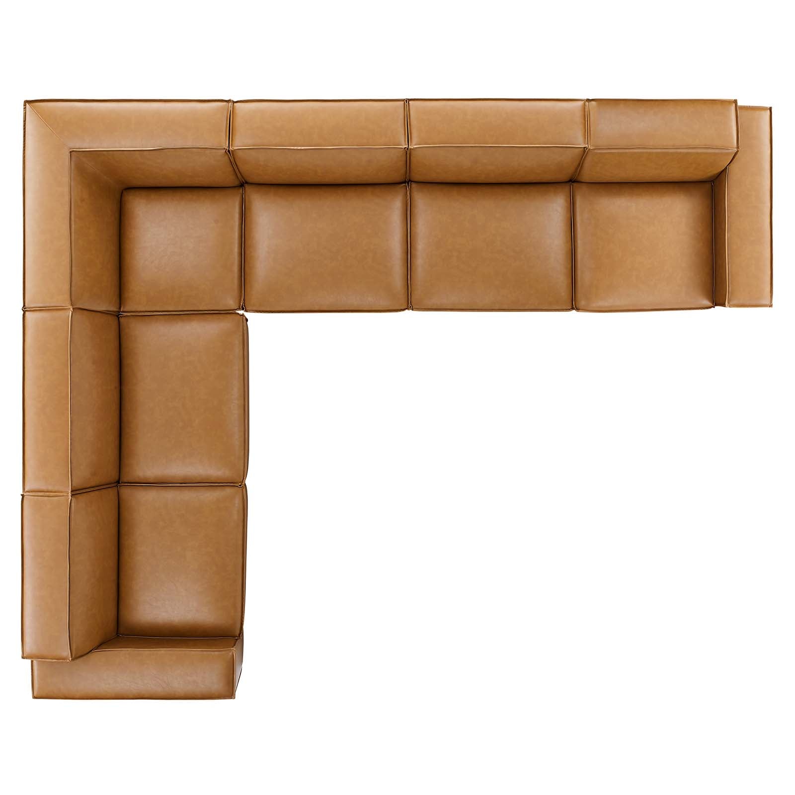 Modway Sectional Sofas - Restore 6-Piece Vegan Leather Sectional Sofa Tan 163"