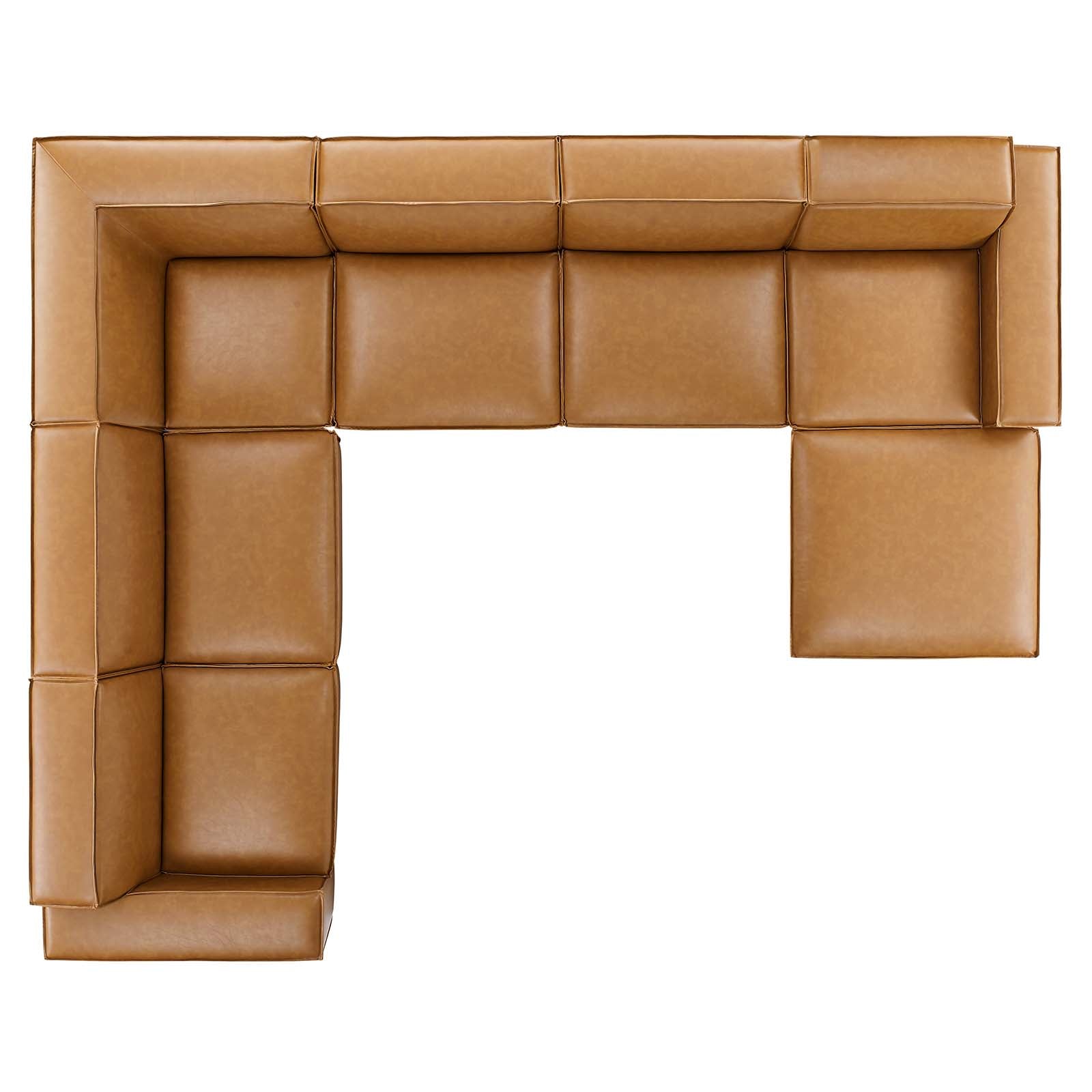 Modway Sectional Sofas - Restore 7-Piece Vegan Leather Sectional Sofa Tan