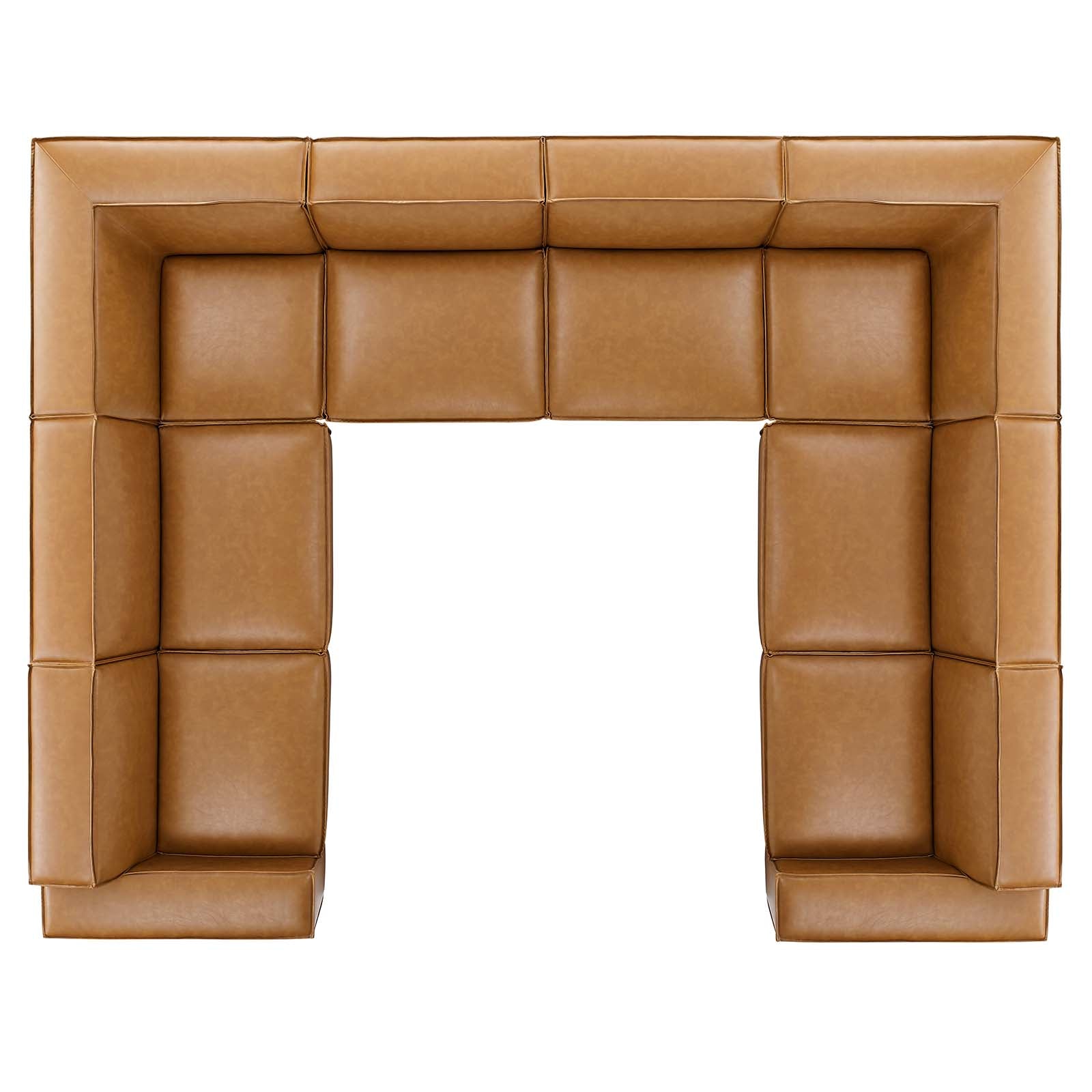 Modway Sectional Sofas - Restore 8-Piece Vegan Leather Sectional Sofa Tan