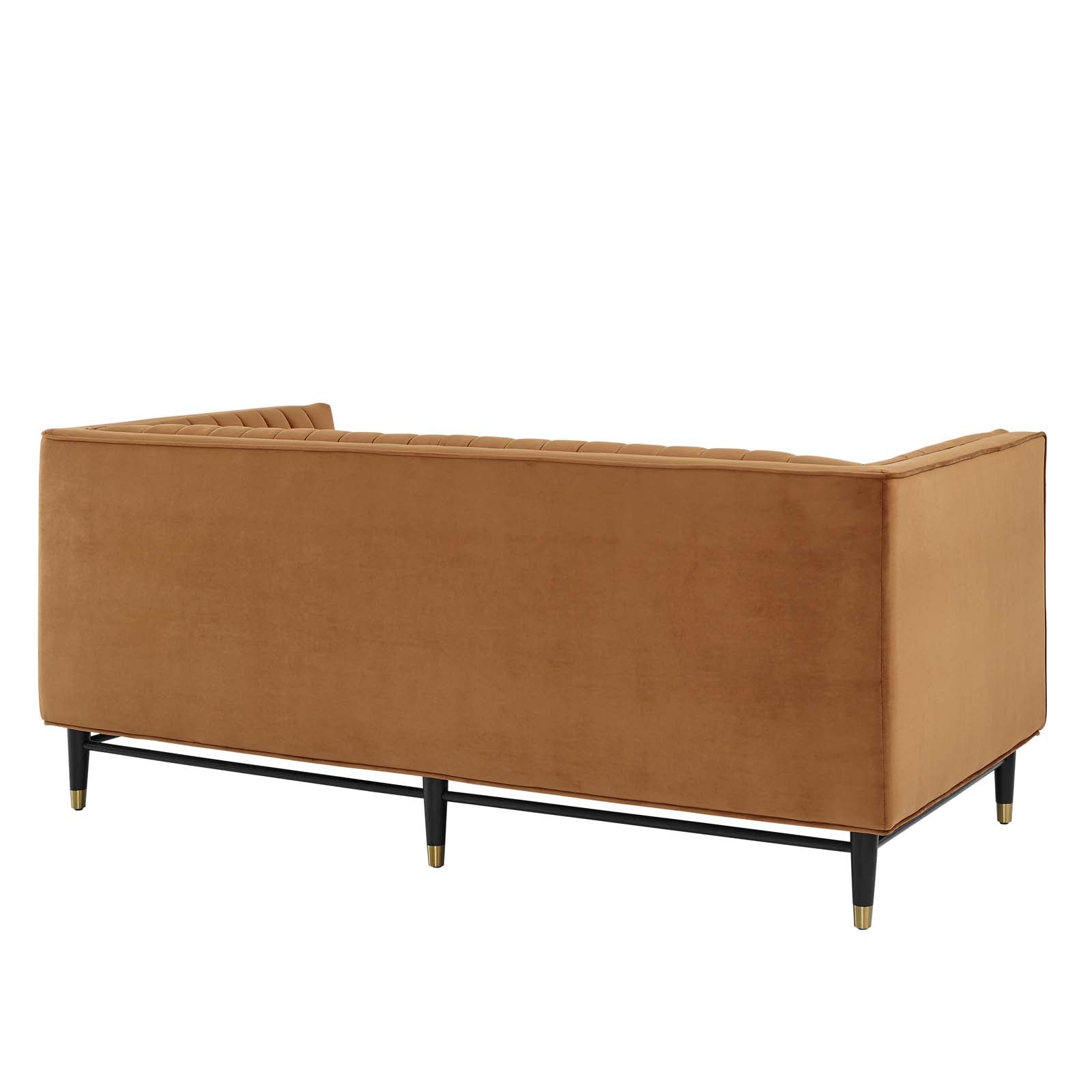 Modway Loveseats - Devote Channel Tufted Performance Velvet Loveseat Cognac