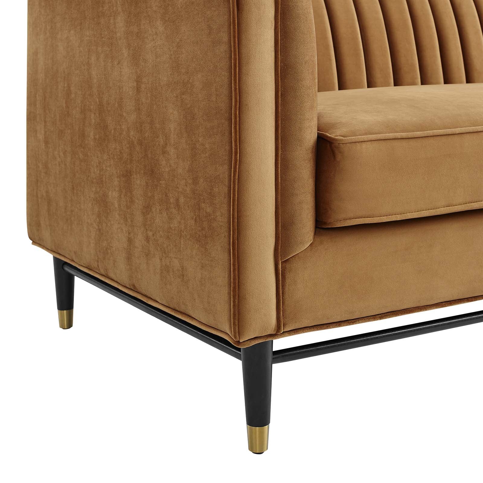 Modway Loveseats - Devote Channel Tufted Performance Velvet Loveseat Cognac