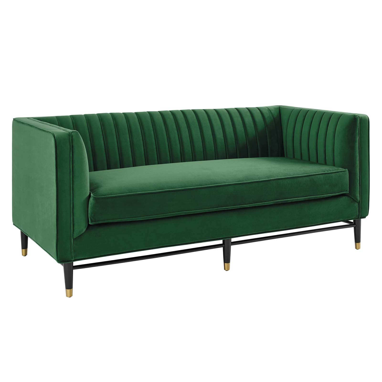 Modway Loveseats - Devote-Channel-Tufted-Performance-Velvet-Loveseat-Emerald