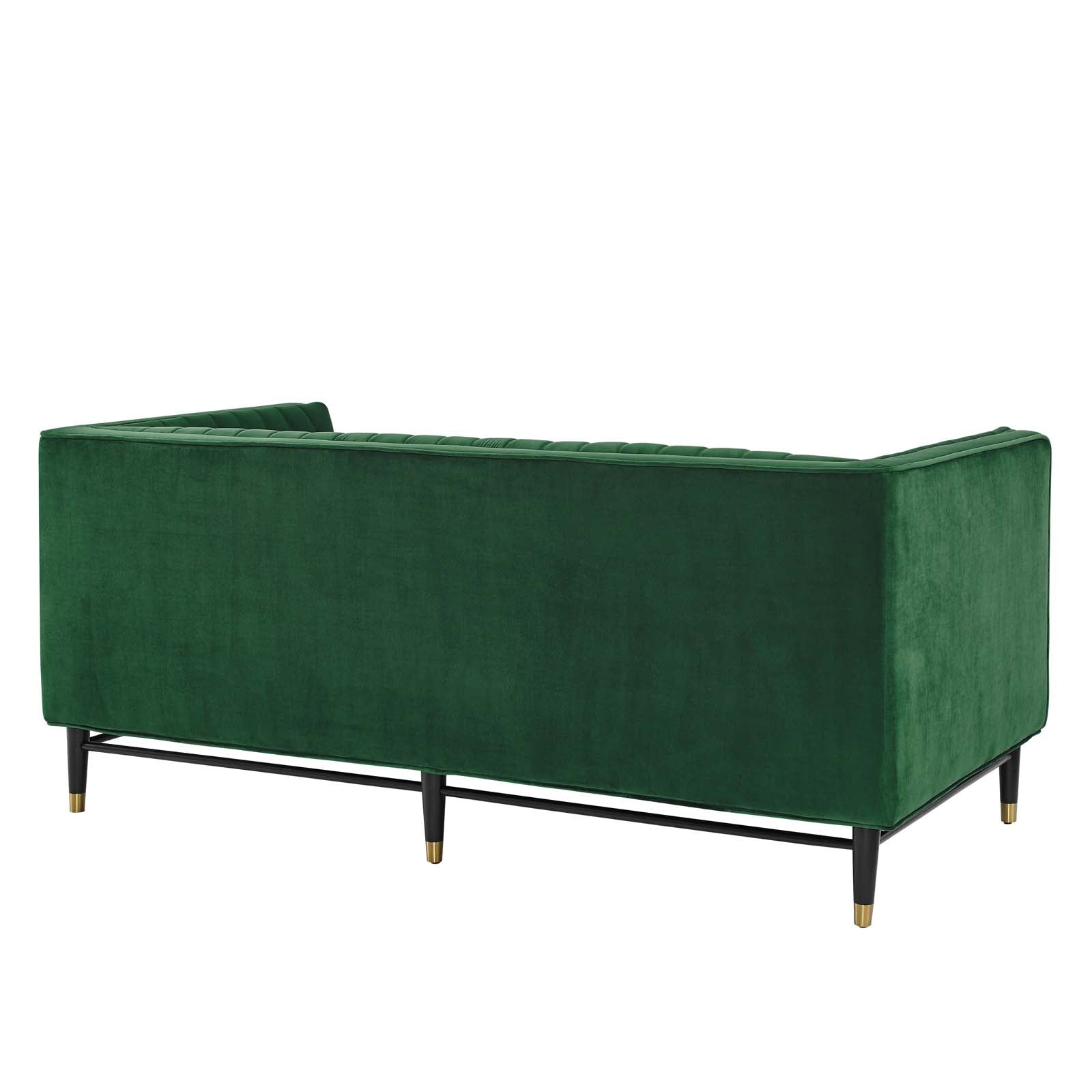 Modway Loveseats - Devote-Channel-Tufted-Performance-Velvet-Loveseat-Emerald