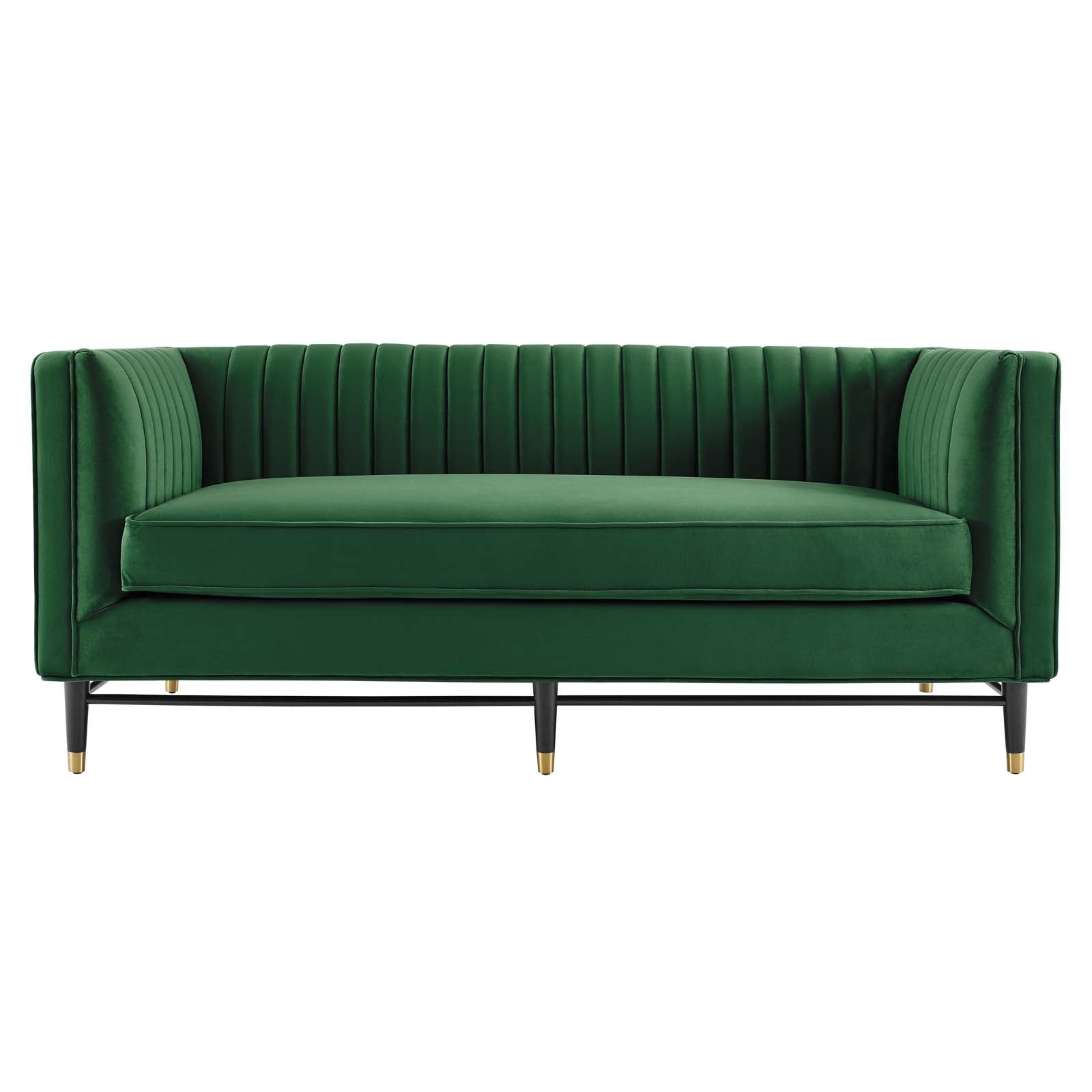 Modway Loveseats - Devote-Channel-Tufted-Performance-Velvet-Loveseat-Emerald