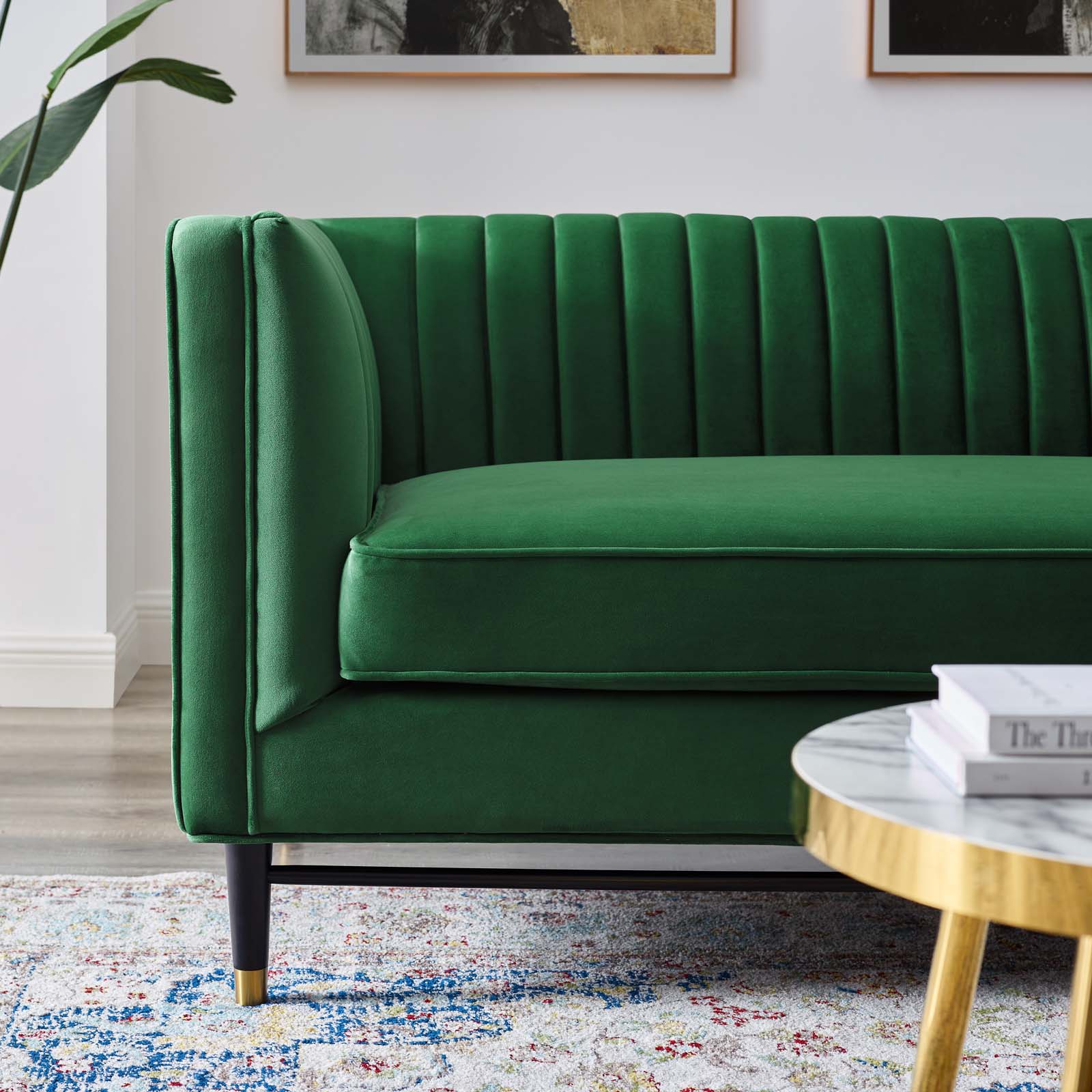 Modway Loveseats - Devote-Channel-Tufted-Performance-Velvet-Loveseat-Emerald