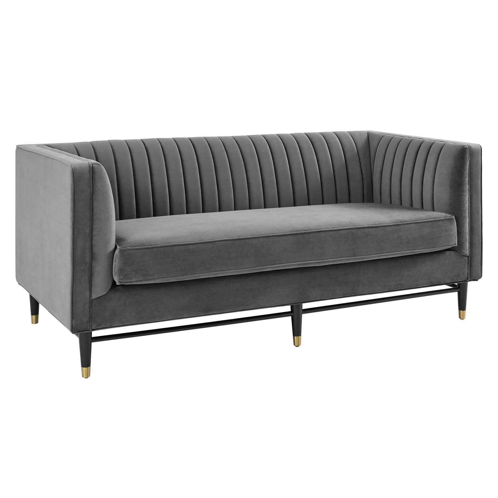 Modway Loveseats - Devote Channel Tufted Performance Velvet Loveseat Gray