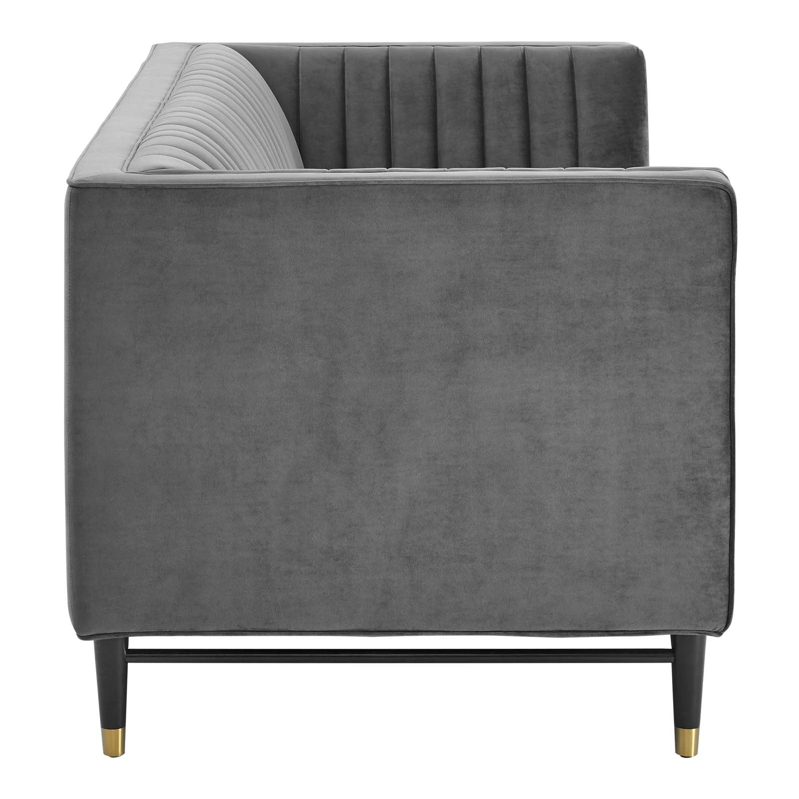 Modway Loveseats - Devote Channel Tufted Performance Velvet Loveseat Gray