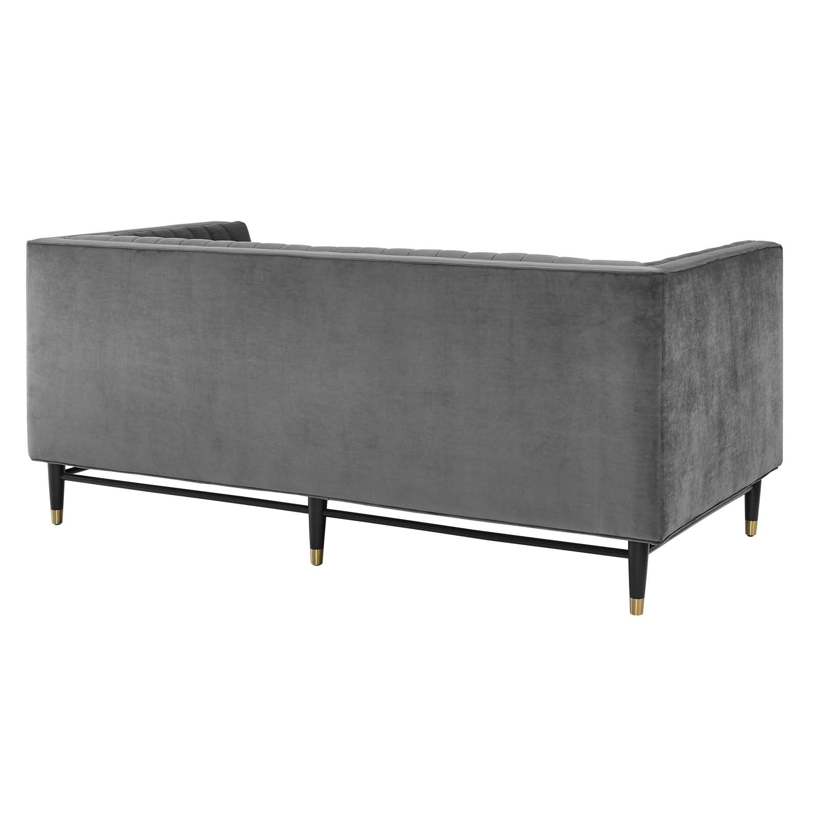 Modway Loveseats - Devote Channel Tufted Performance Velvet Loveseat Gray