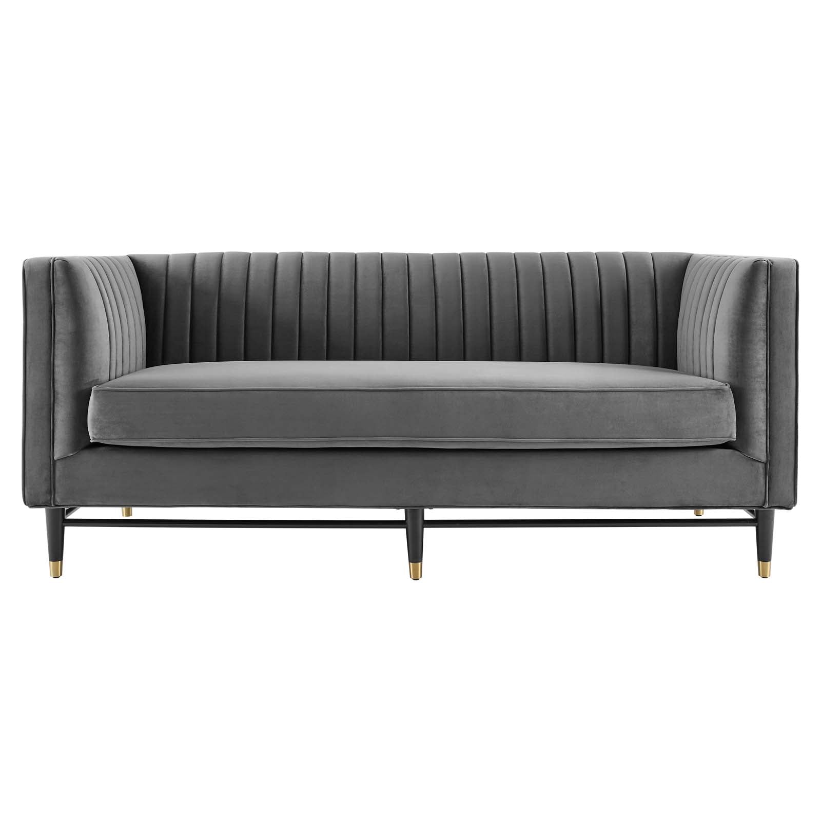 Modway Loveseats - Devote Channel Tufted Performance Velvet Loveseat Gray
