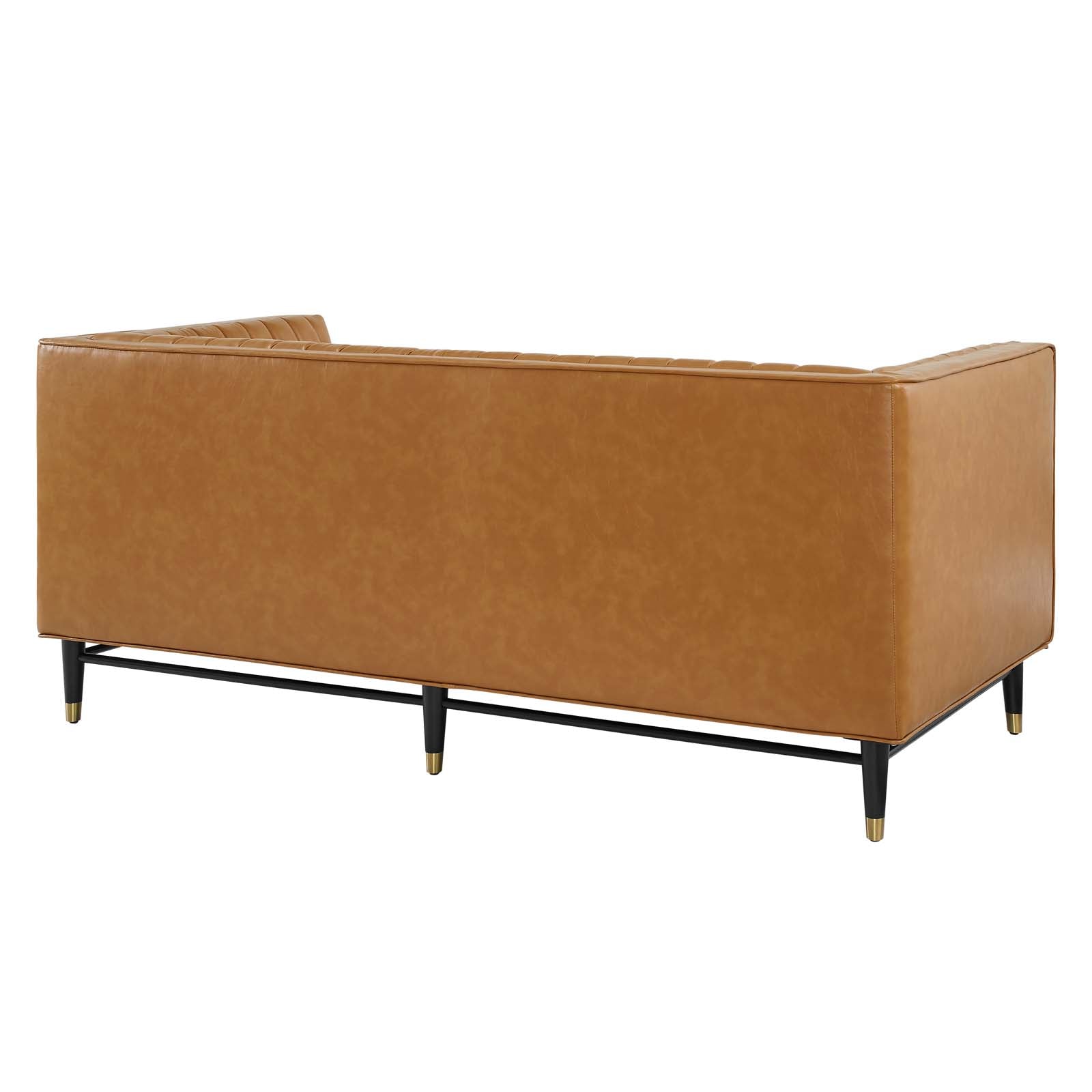 Modway Loveseats - Devote Channel Tufted Vegan Leather Loveseat Tan