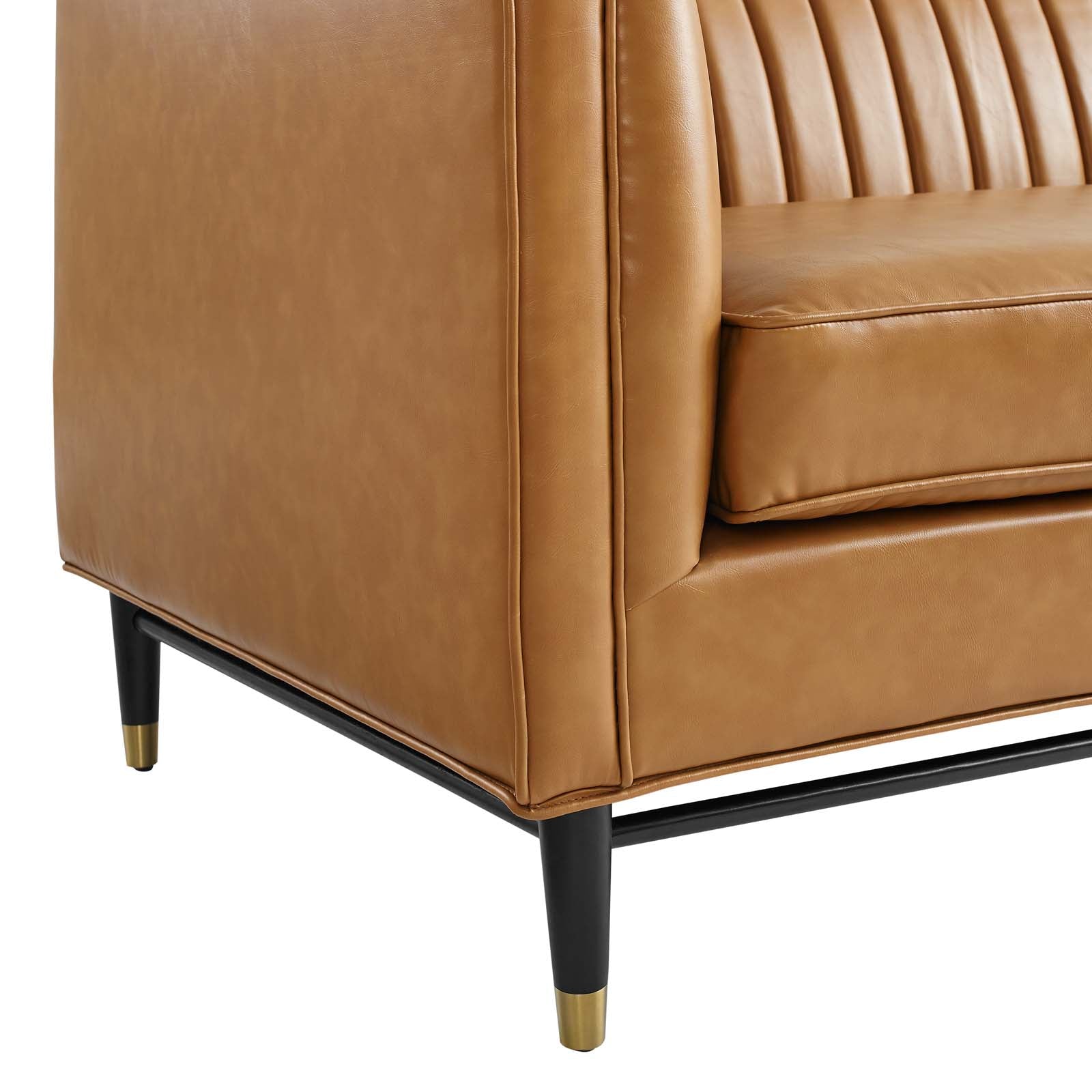 Modway Loveseats - Devote Channel Tufted Vegan Leather Loveseat Tan