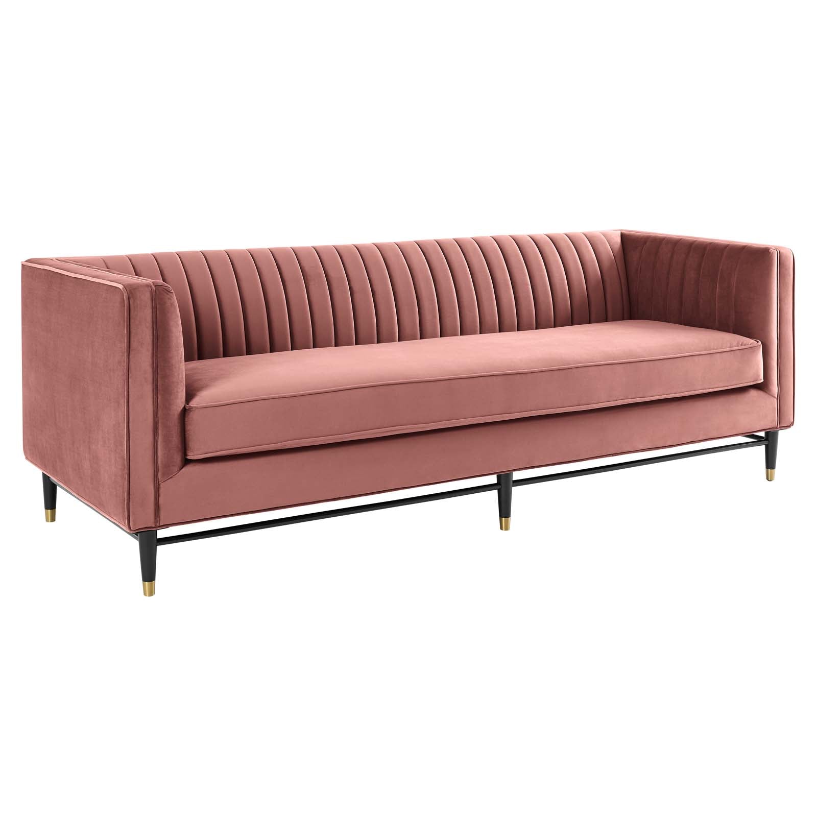 Modway Sofas & Couches - Devote Channel Tufted Performance Velvet Sofa Dusty Rose