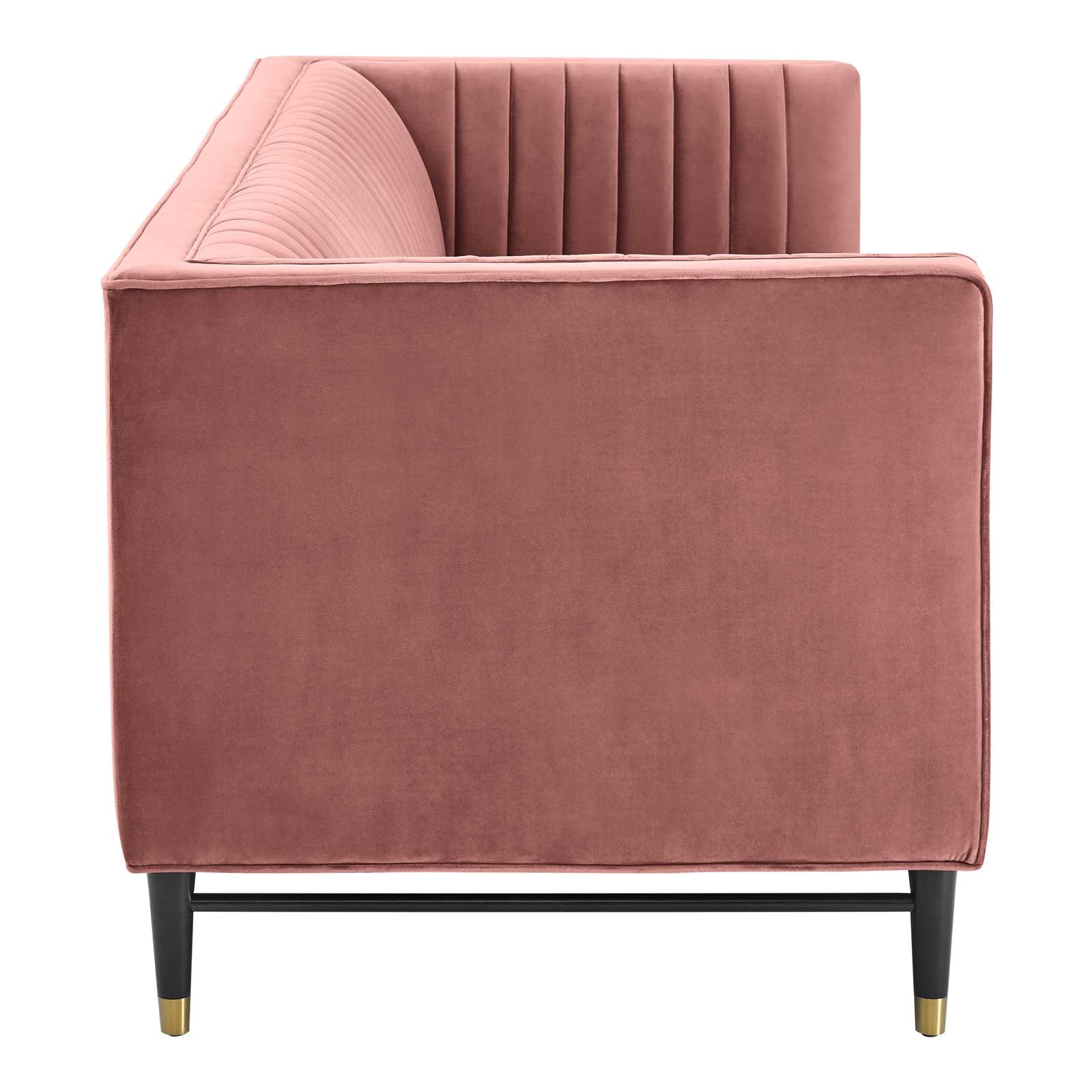 Modway Sofas & Couches - Devote Channel Tufted Performance Velvet Sofa Dusty Rose