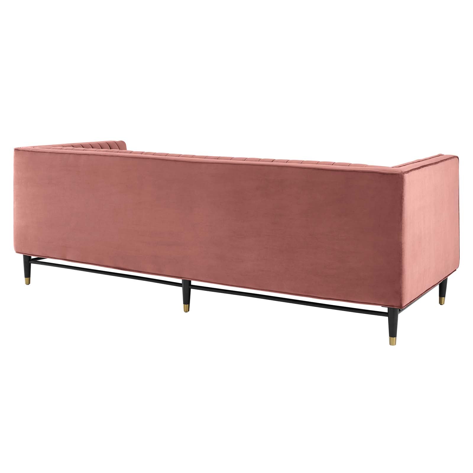 Modway Sofas & Couches - Devote Channel Tufted Performance Velvet Sofa Dusty Rose