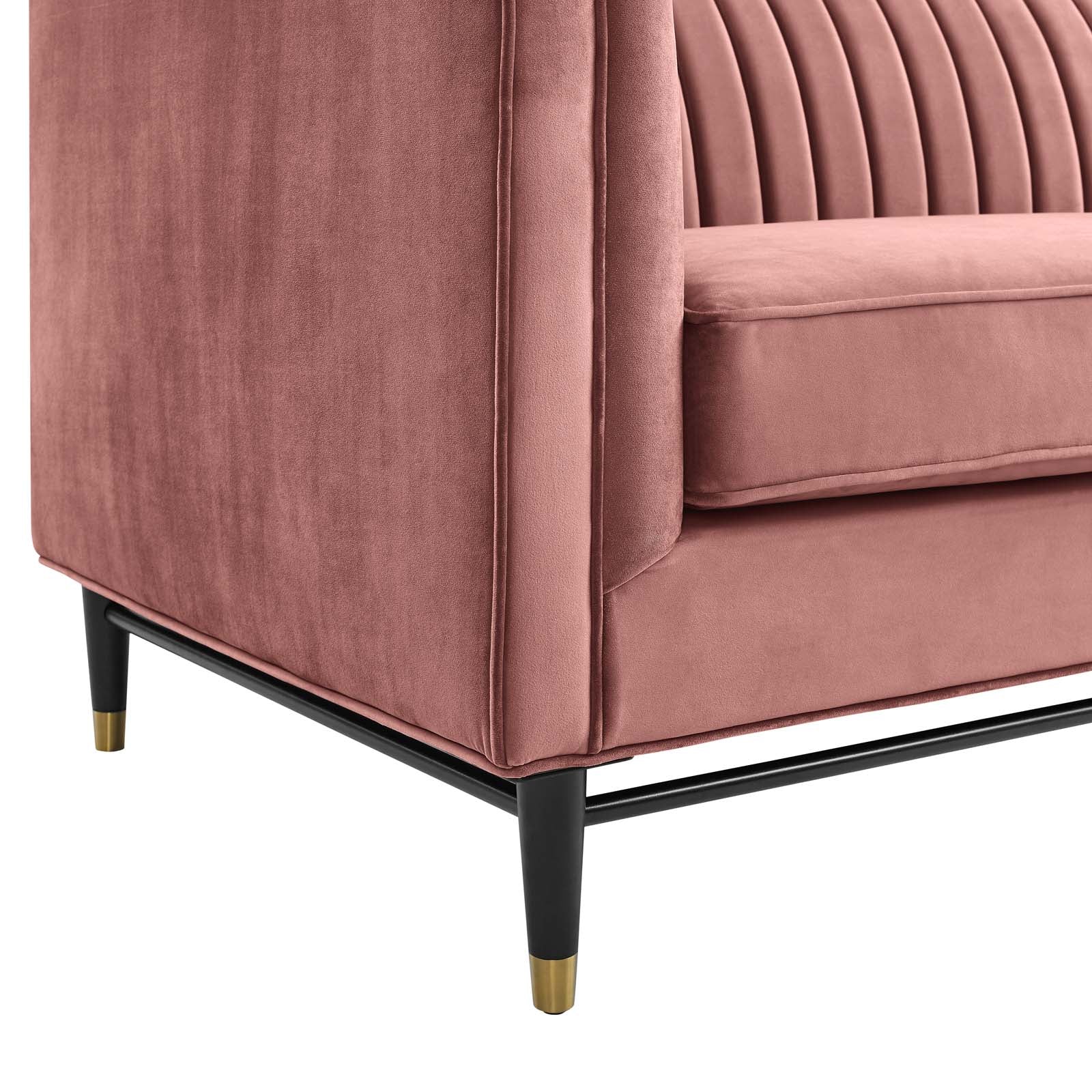 Modway Sofas & Couches - Devote Channel Tufted Performance Velvet Sofa Dusty Rose
