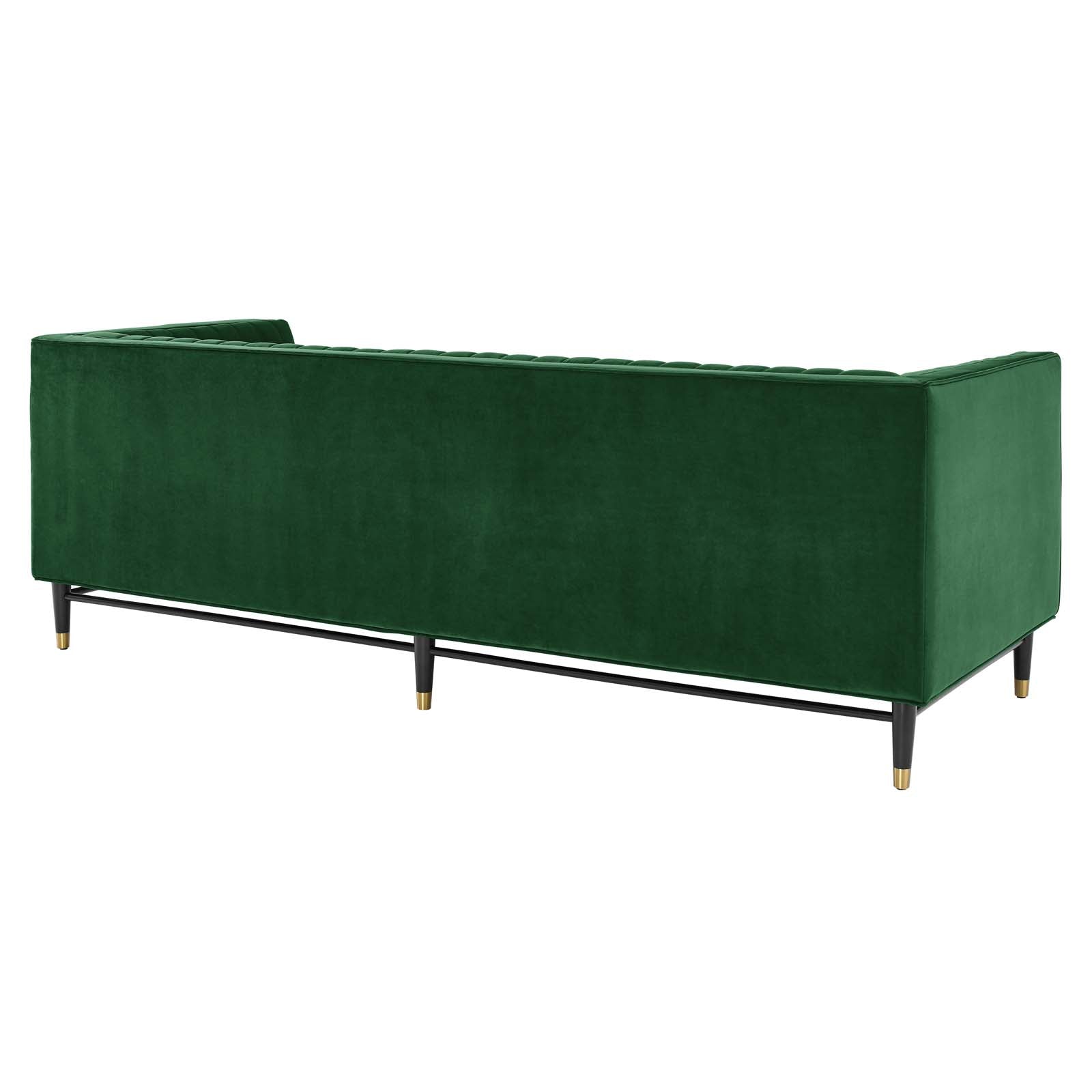 Modway Sofas & Couches - Devote Channel Tufted Performance Velvet Sofa Emerald