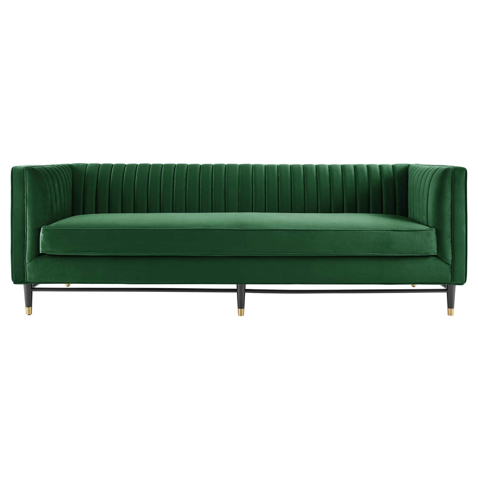Modway Sofas & Couches - Devote Channel Tufted Performance Velvet Sofa Emerald