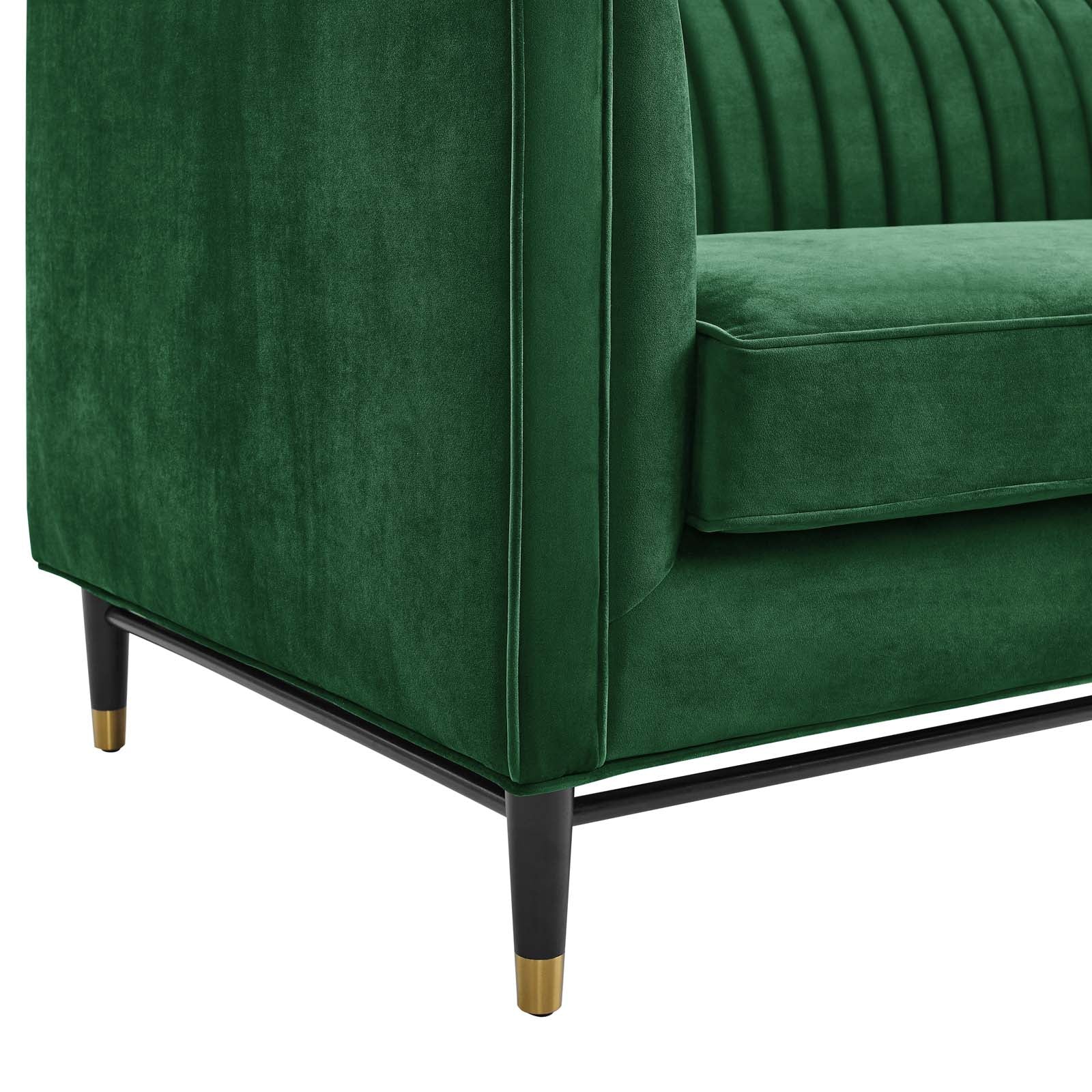 Modway Sofas & Couches - Devote Channel Tufted Performance Velvet Sofa Emerald