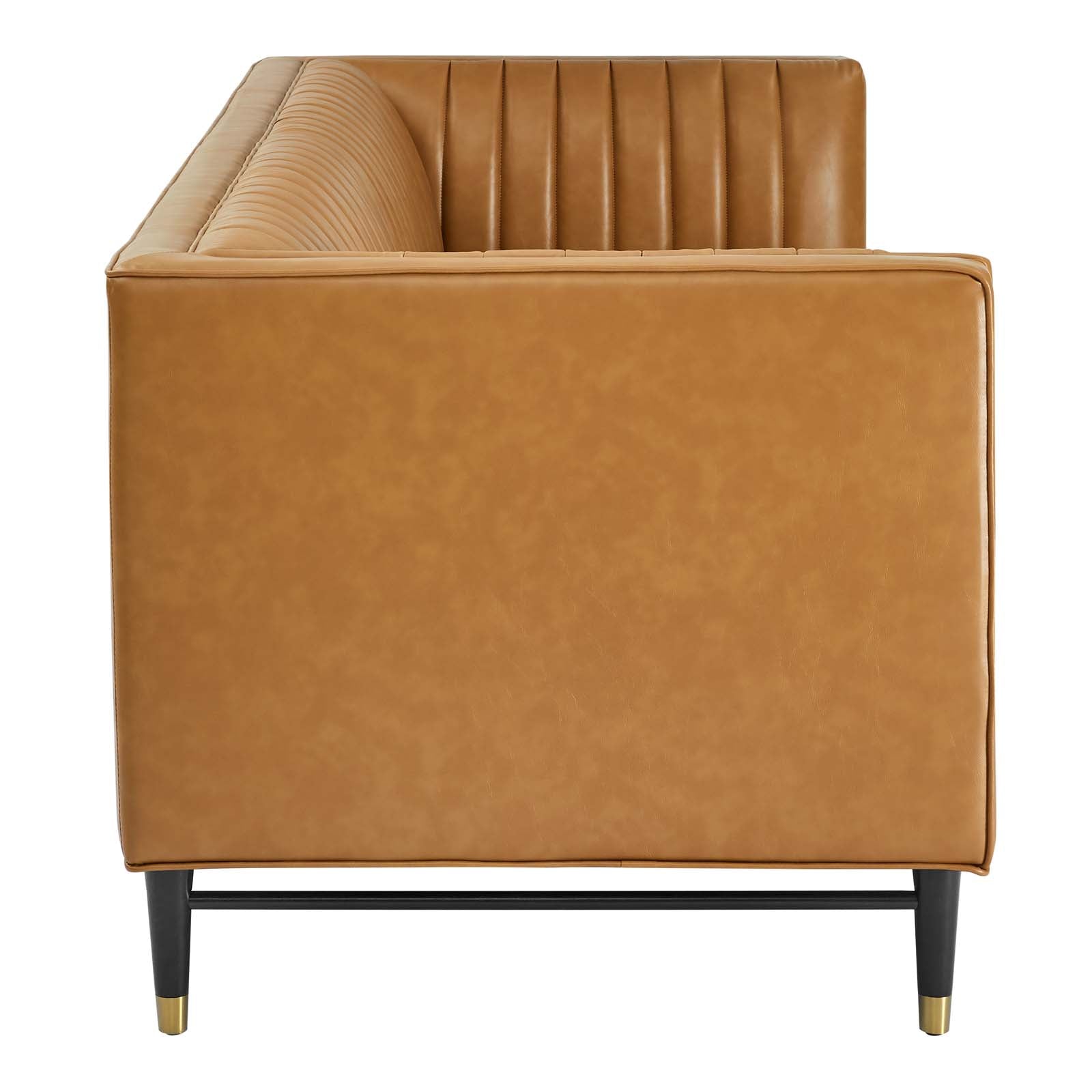 Modway Sofas & Couches - Devote Channel Tufted Vegan Leather Sofa Tan