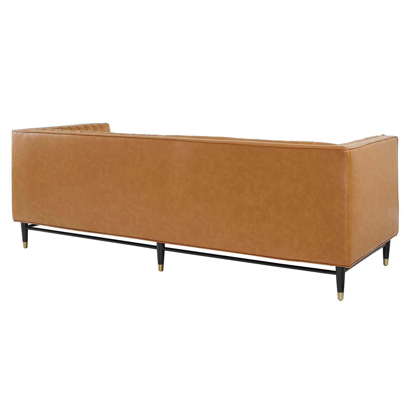 Modway Sofas & Couches - Devote Channel Tufted Vegan Leather Sofa Tan