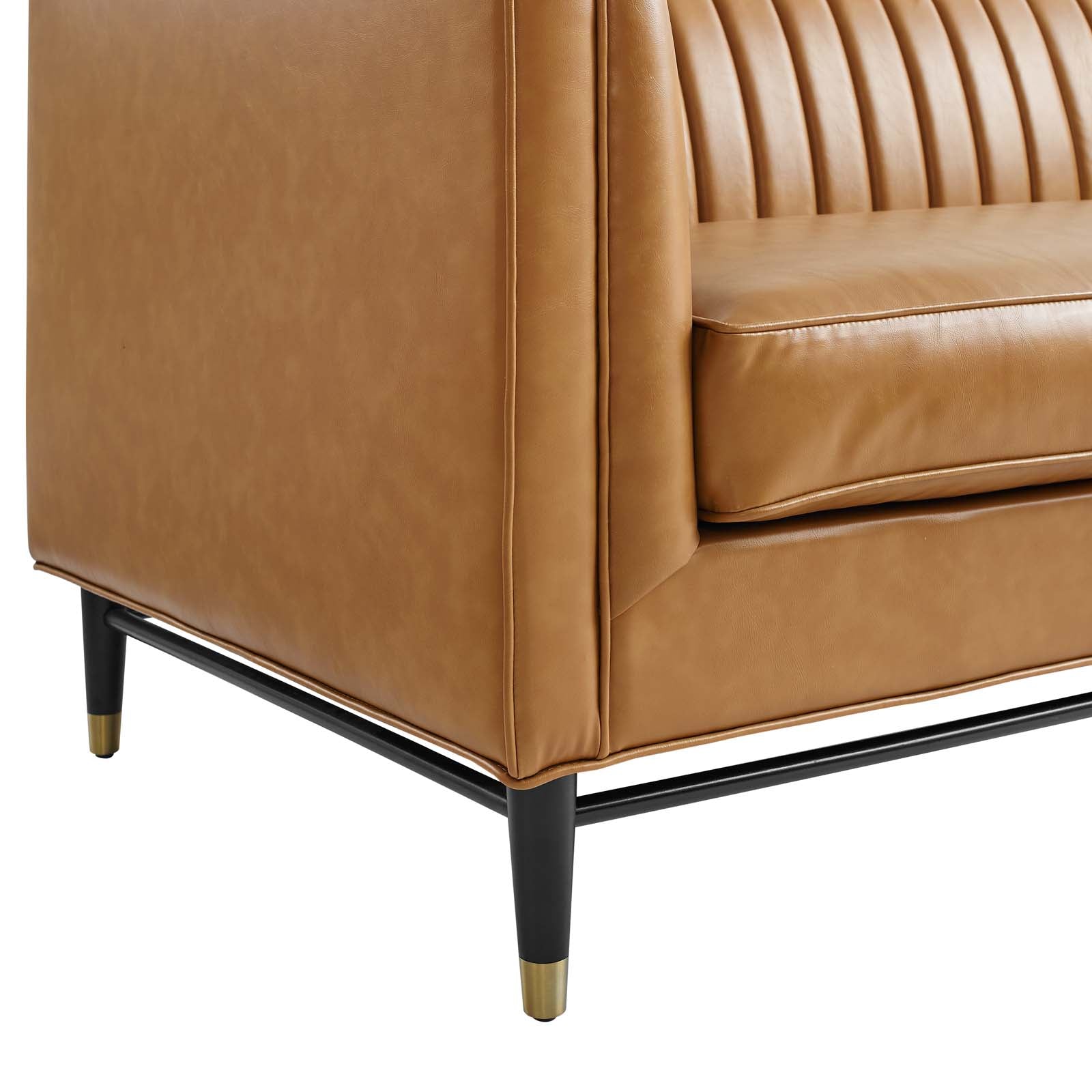 Modway Sofas & Couches - Devote Channel Tufted Vegan Leather Sofa Tan
