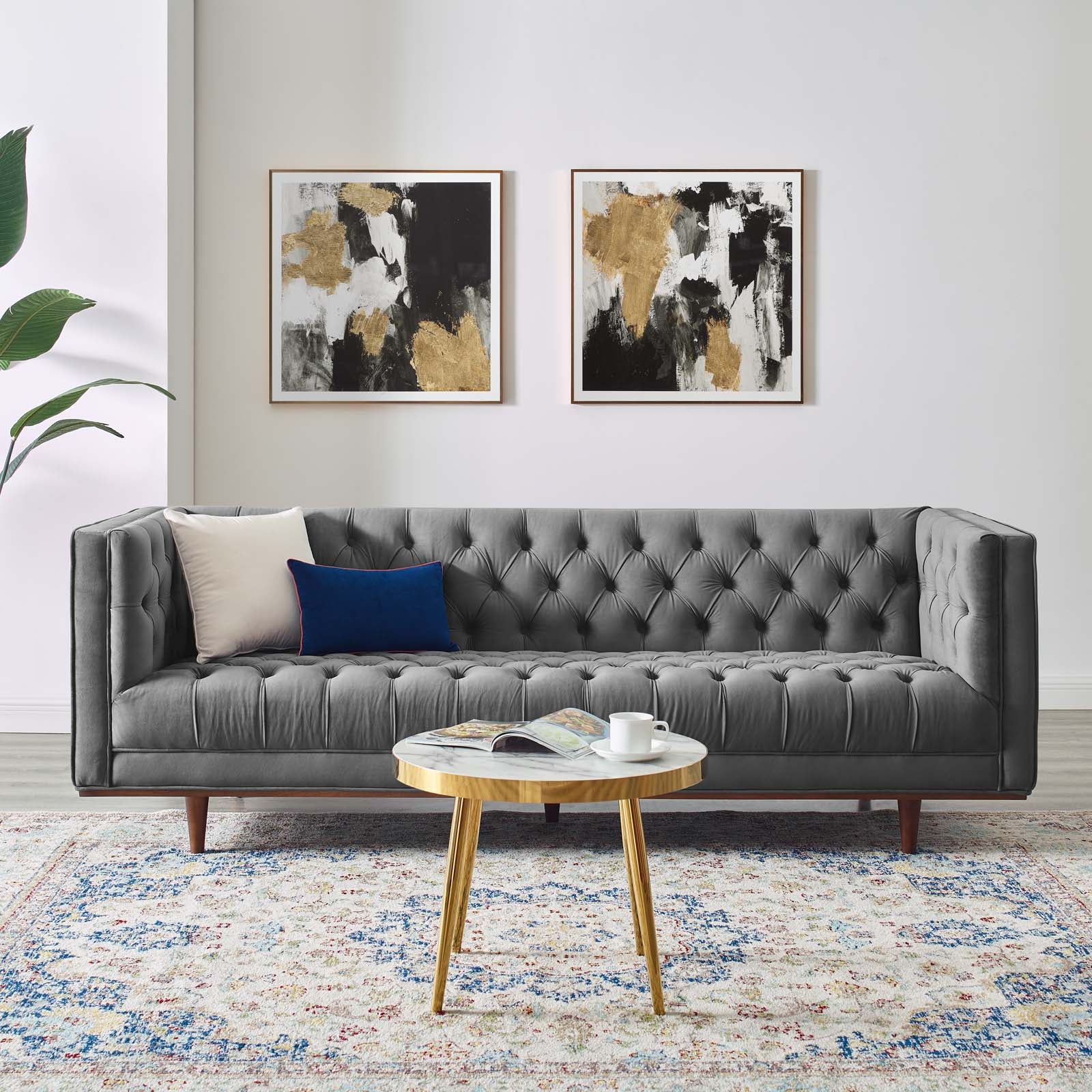 Modway Sofas & Couches - Elation Tufted Performance Velvet Sofa Gray
