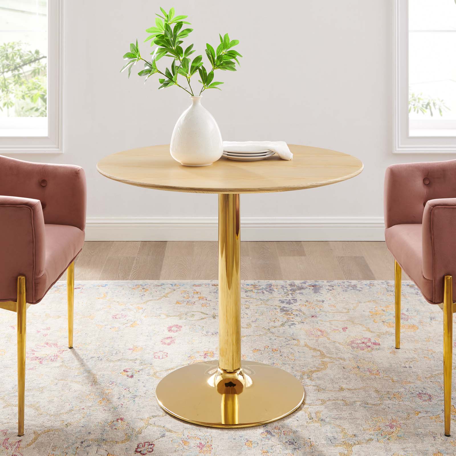 Modway Dining Tables - Verne-35"-Dining-Table-Gold-Natural