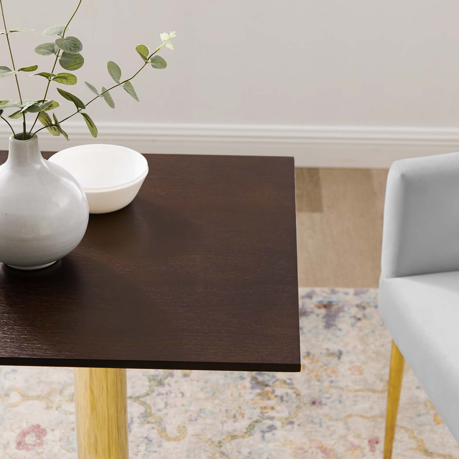 Modway Dining Tables - Verne 24" Square Dining Table Gold Cherry Walnut