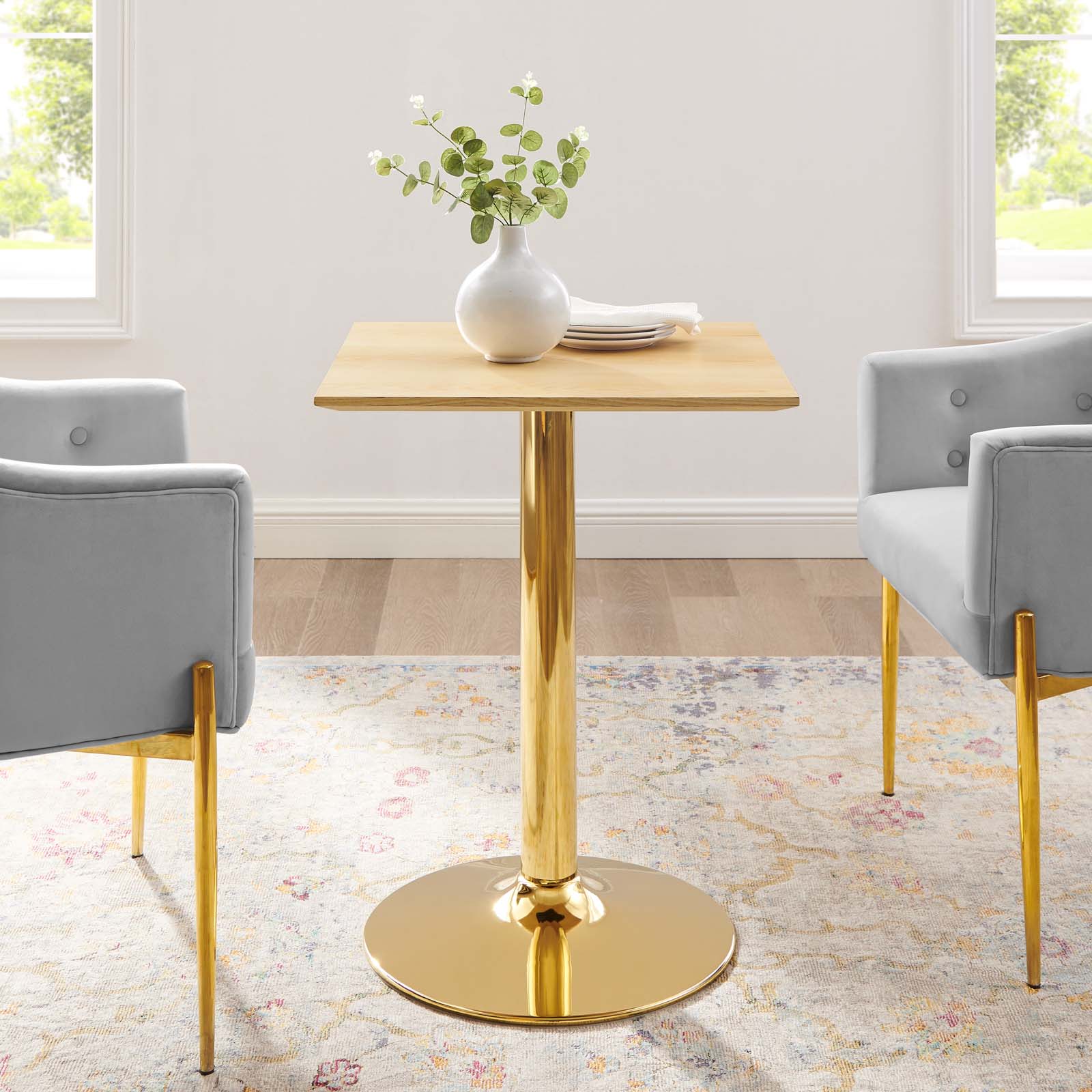 Modway Dining Tables - Verne-24"-Square-Dining-Table-Gold-Natural